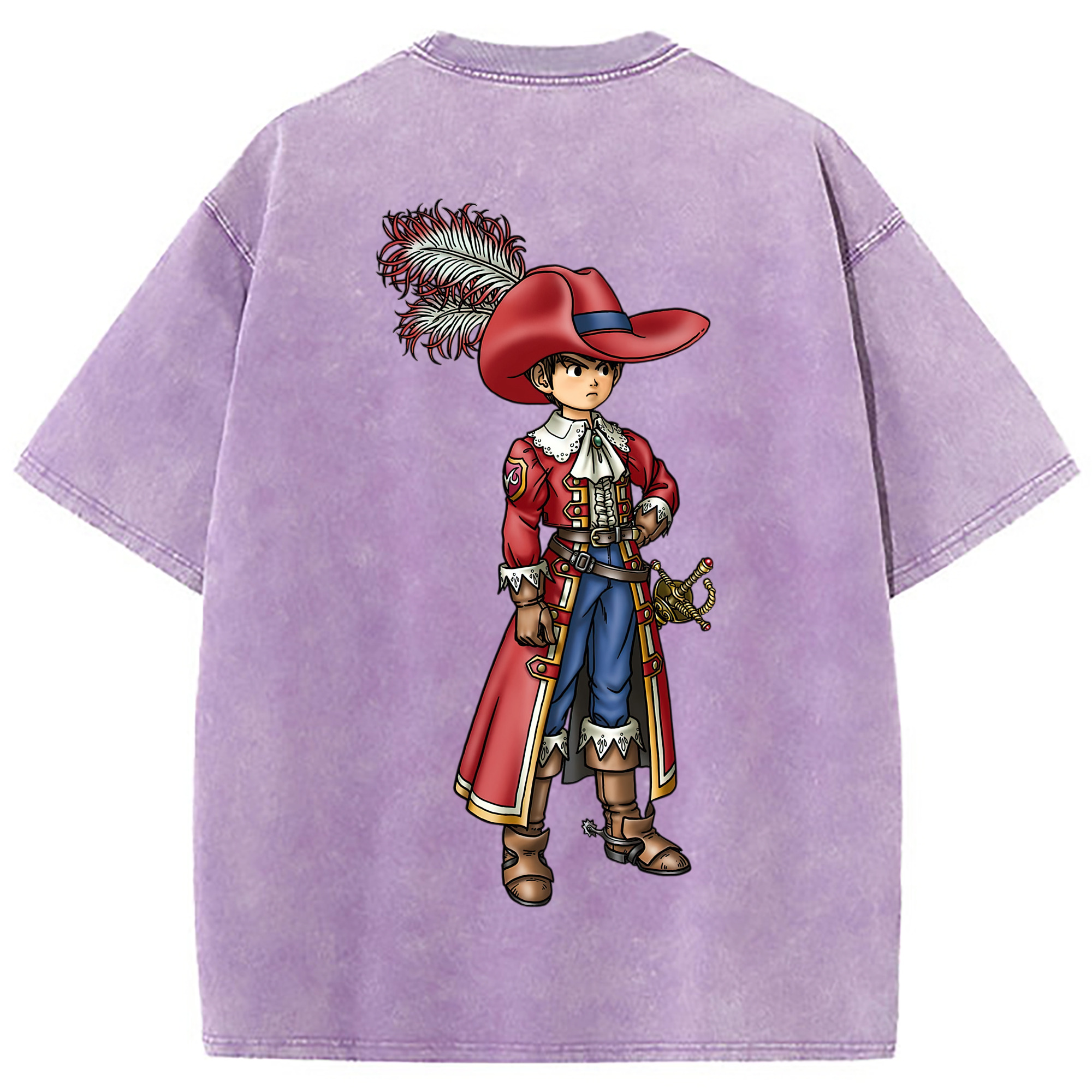 （画像用） ドラゴンクエスト Doragon Kuesuto Dragon Quest 綿100% ヴィンテージ風 半袖Tシャツ（背面プリント）
