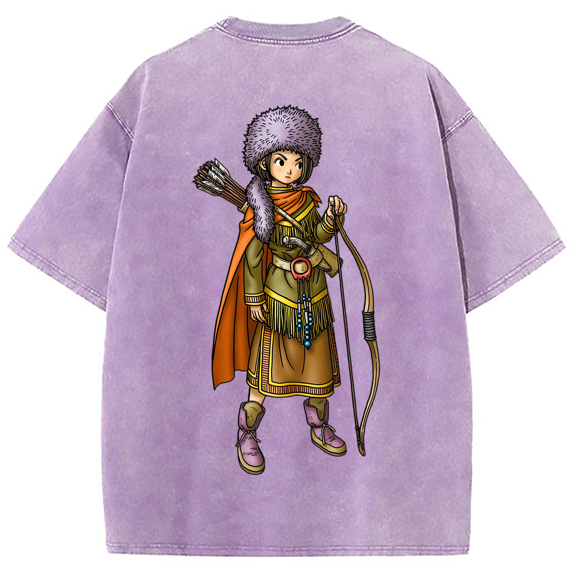 （画像用） ドラゴンクエスト Doragon Kuesuto Dragon Quest 綿100% ヴィンテージ風 半袖Tシャツ（背面プリント）