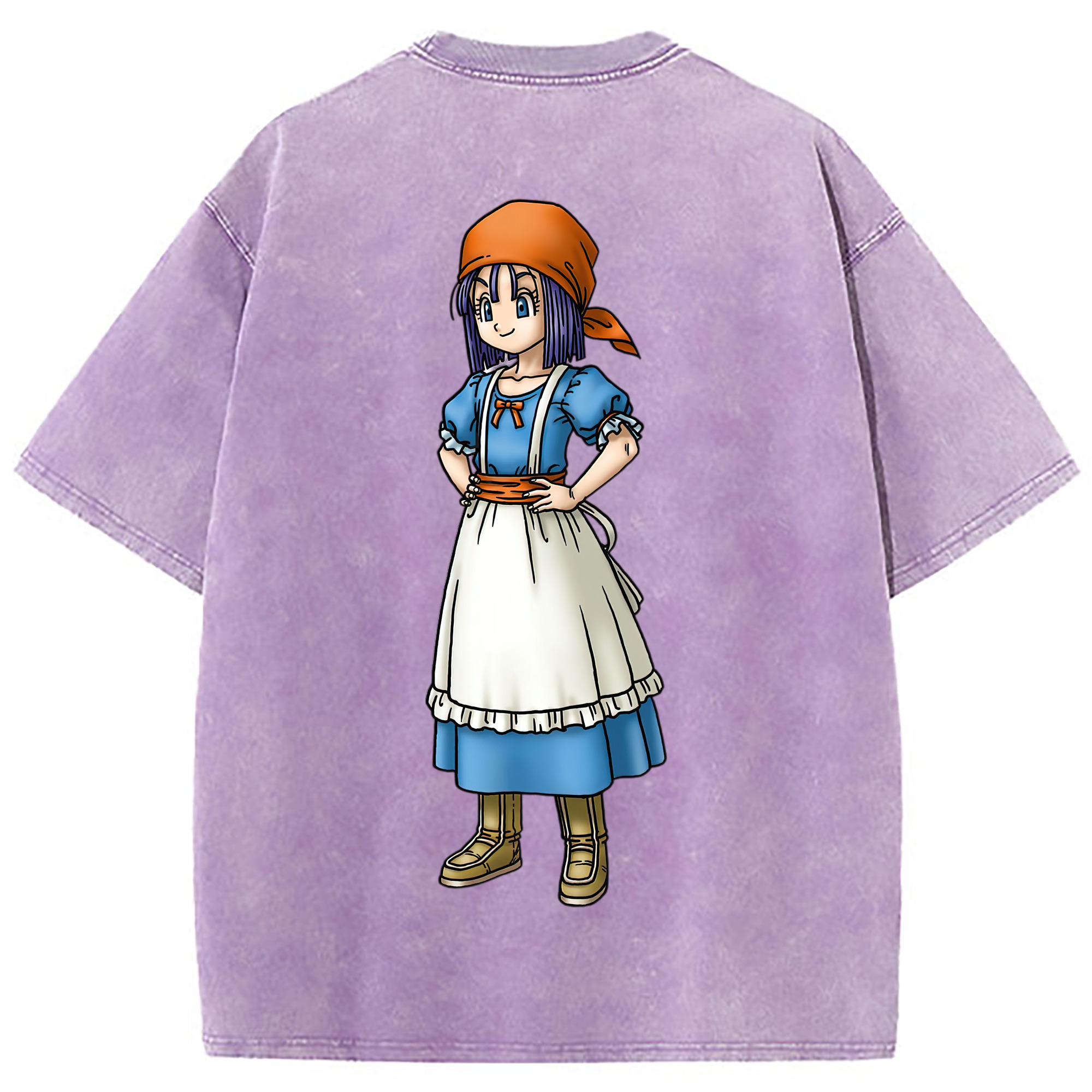 （画像用） ドラゴンクエスト Doragon Kuesuto Dragon Quest 綿100% ヴィンテージ風 半袖Tシャツ（背面プリント）