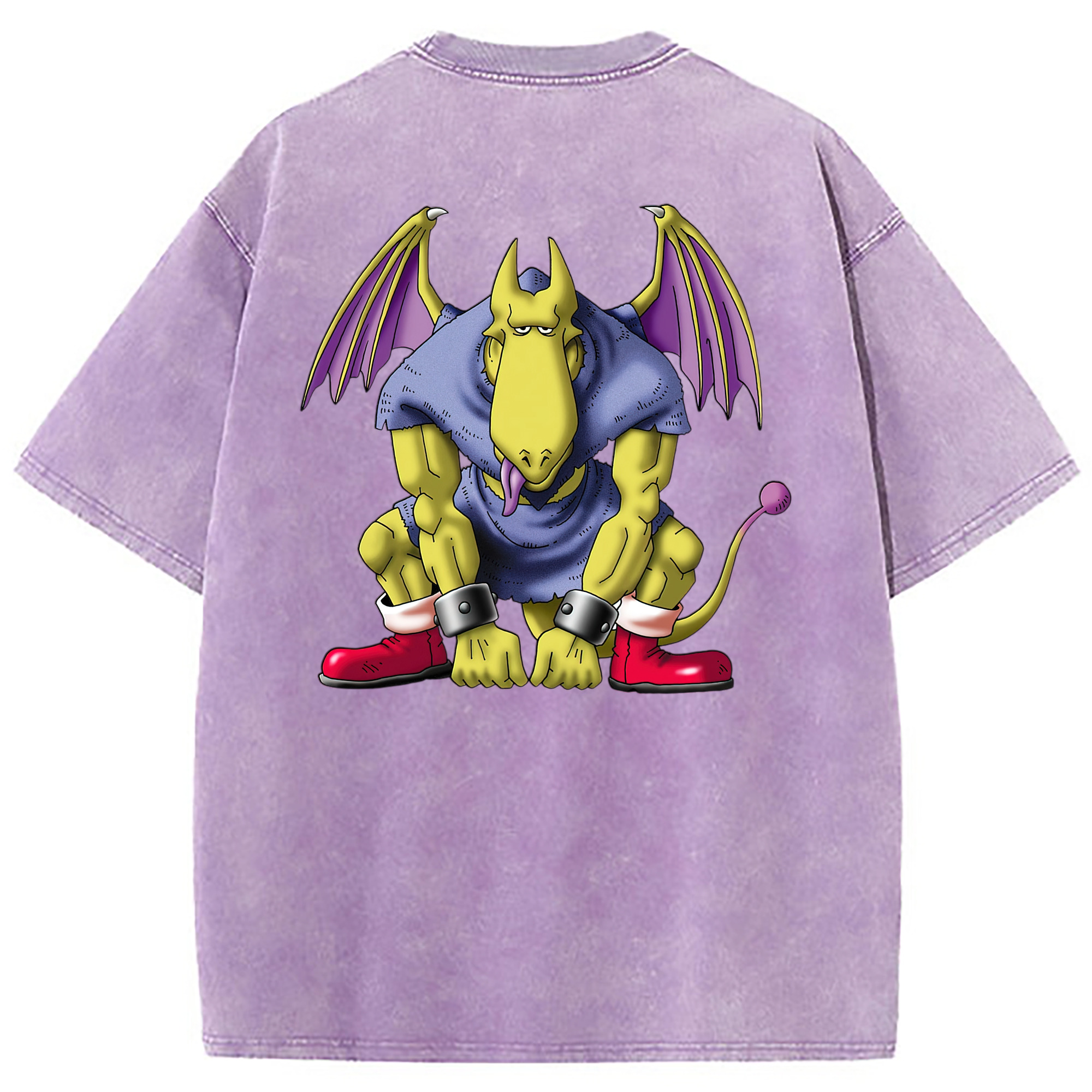 （画像用） ドラゴンクエスト Doragon Kuesuto Dragon Quest 綿100% ヴィンテージ風 半袖Tシャツ（背面プリント）