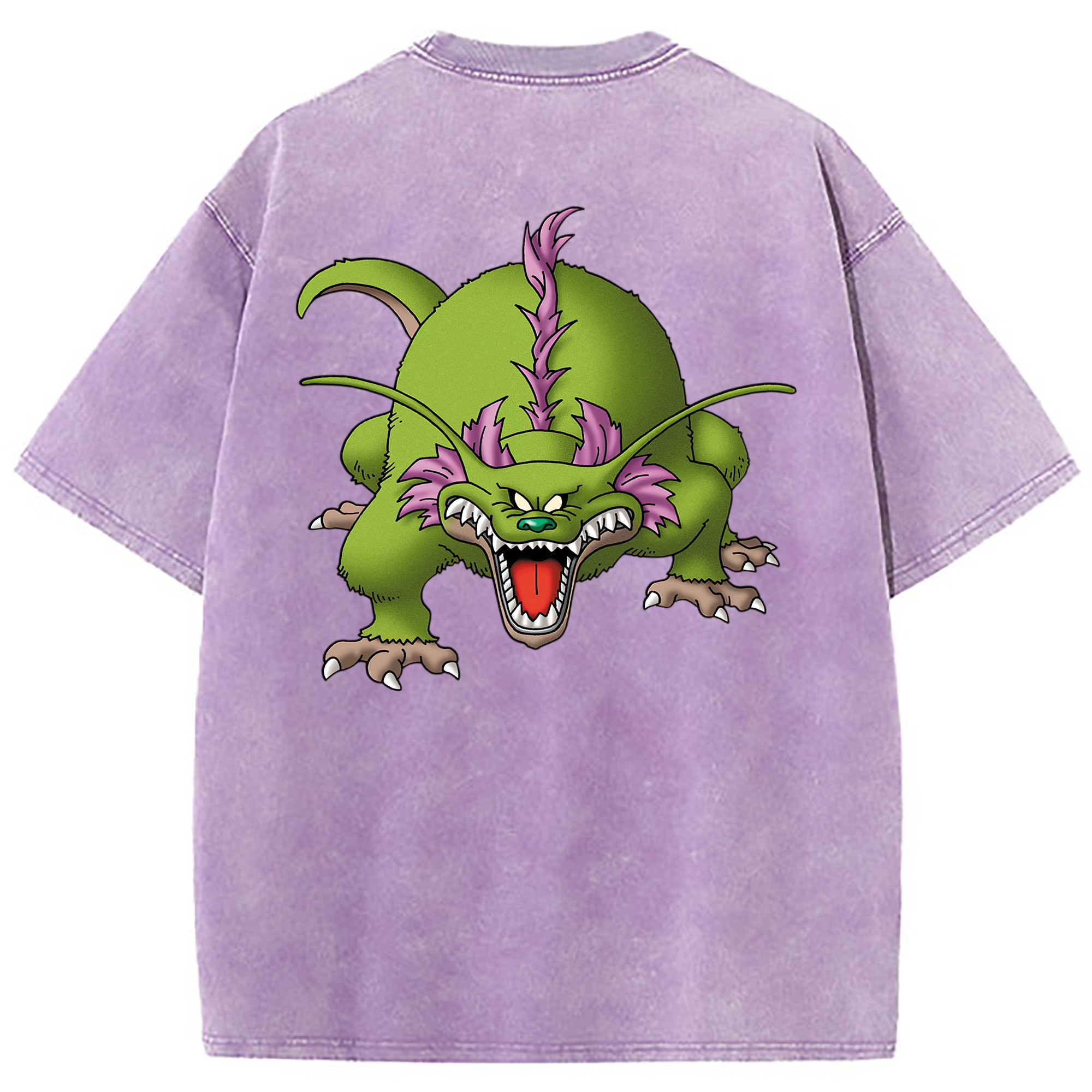 （画像用） ドラゴンクエスト Doragon Kuesuto Dragon Quest 綿100% ヴィンテージ風 半袖Tシャツ（背面プリント）