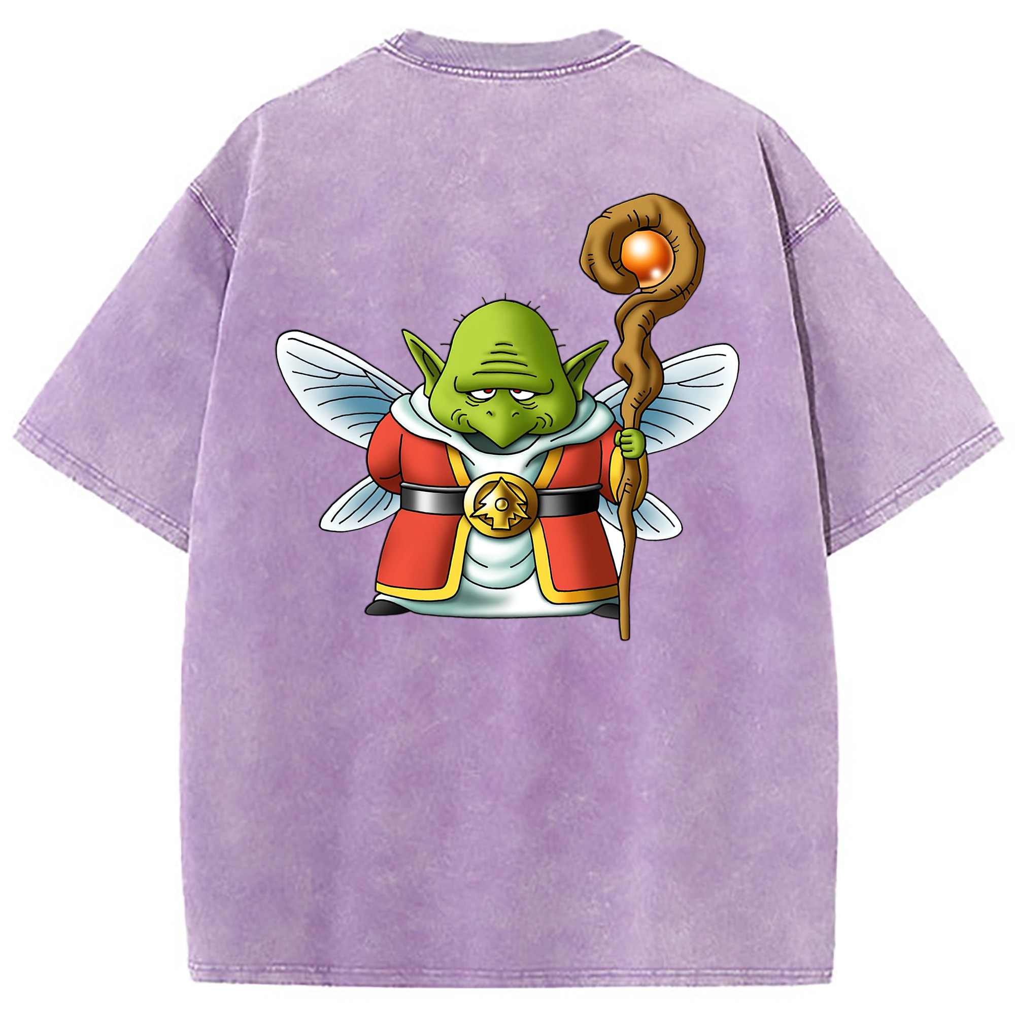 （画像用） ドラゴンクエスト Doragon Kuesuto Dragon Quest 綿100% ヴィンテージ風 半袖Tシャツ（背面プリント）