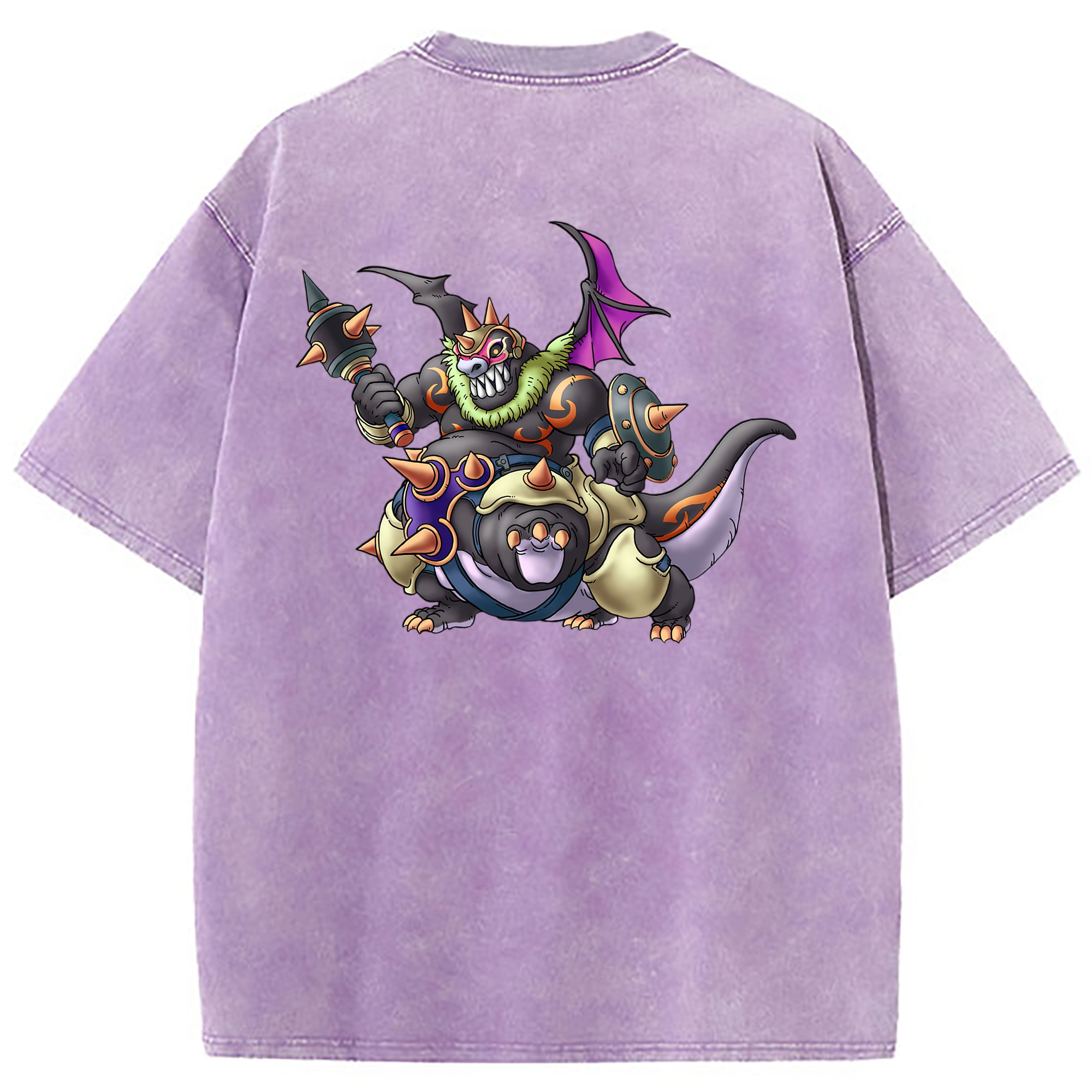 （画像用） ドラゴンクエスト Doragon Kuesuto Dragon Quest 綿100% ヴィンテージ風 半袖Tシャツ（背面プリント）