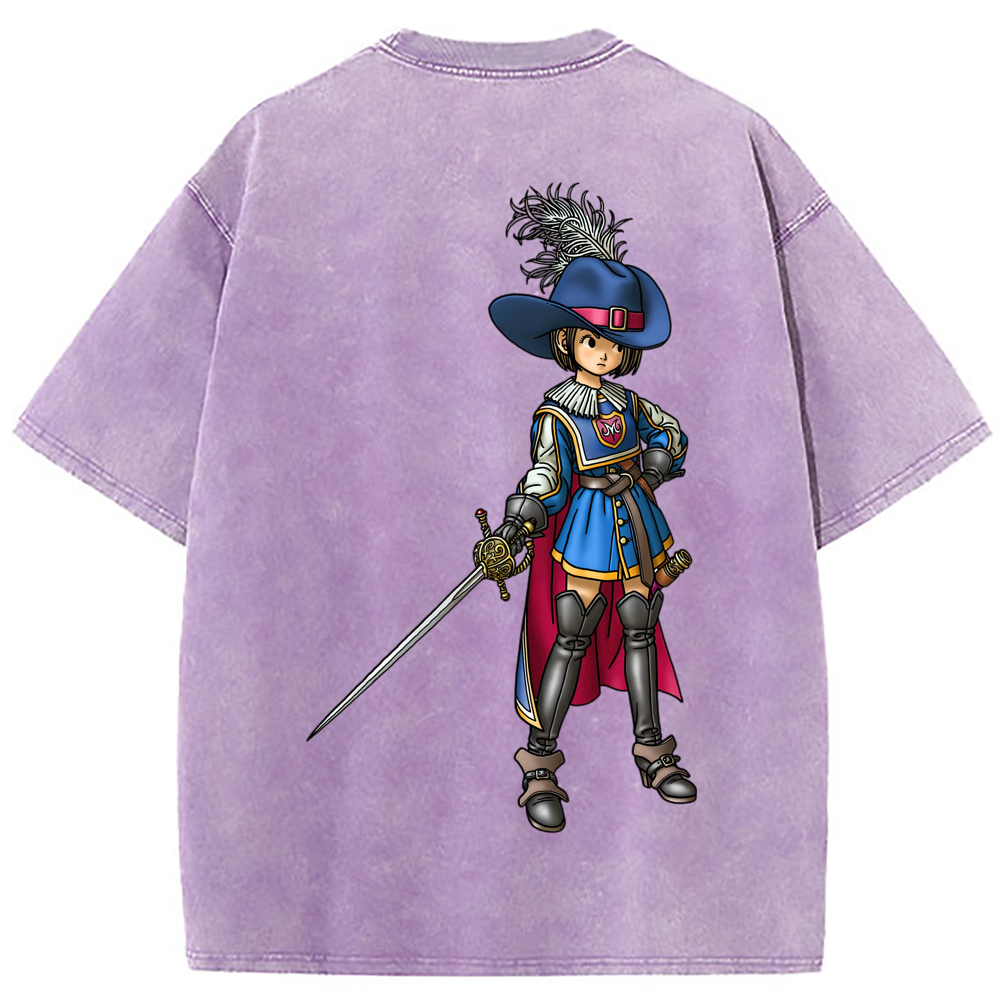 （画像用） ドラゴンクエスト Doragon Kuesuto Dragon Quest 綿100% ヴィンテージ風 半袖Tシャツ（背面プリント）