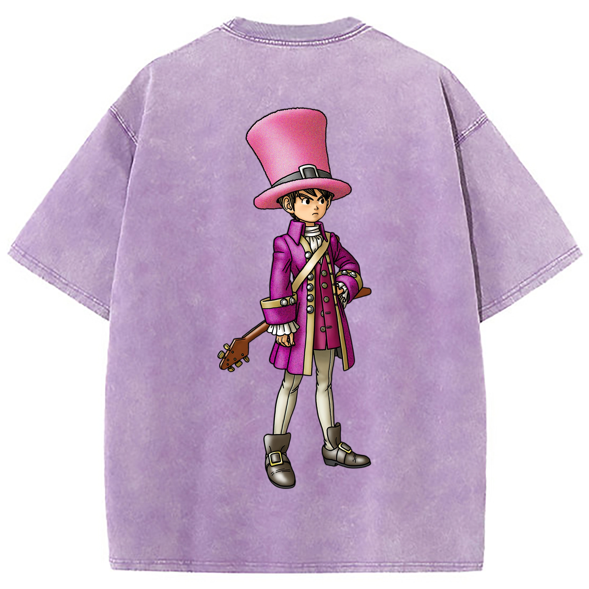 （画像用） ドラゴンクエスト Doragon Kuesuto Dragon Quest 綿100% ヴィンテージ風 半袖Tシャツ（背面プリント）