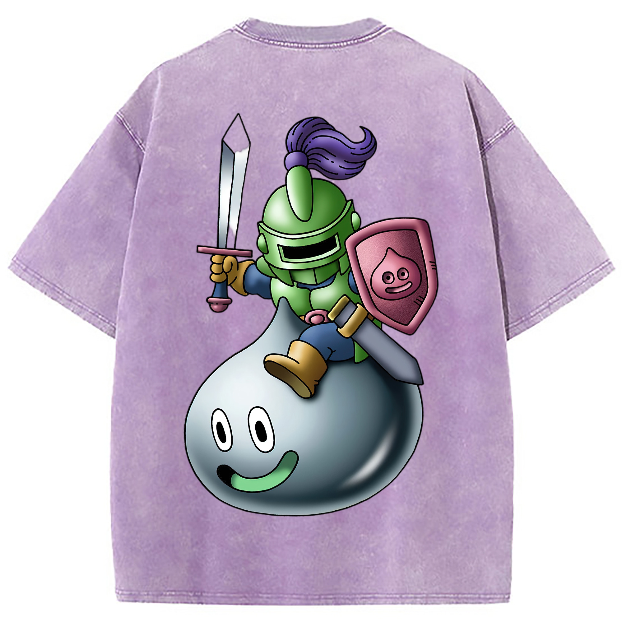 （画像用） ドラゴンクエスト Doragon Kuesuto Dragon Quest 綿100% ヴィンテージ風 半袖Tシャツ（背面プリント）