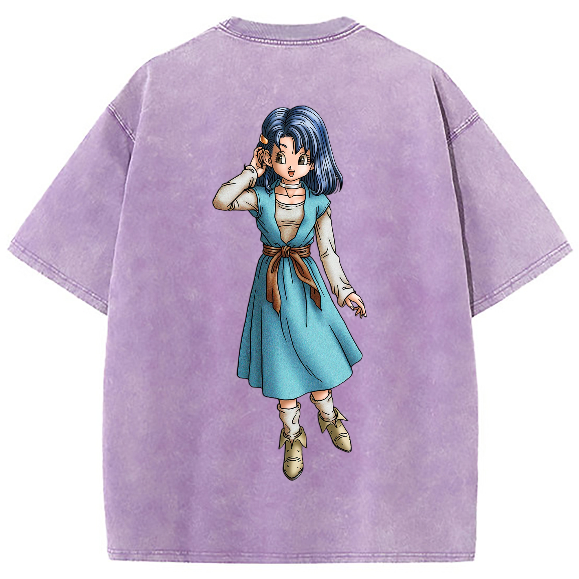 （画像用） ドラゴンクエスト Doragon Kuesuto Dragon Quest 綿100% ヴィンテージ風 半袖Tシャツ（背面プリント）