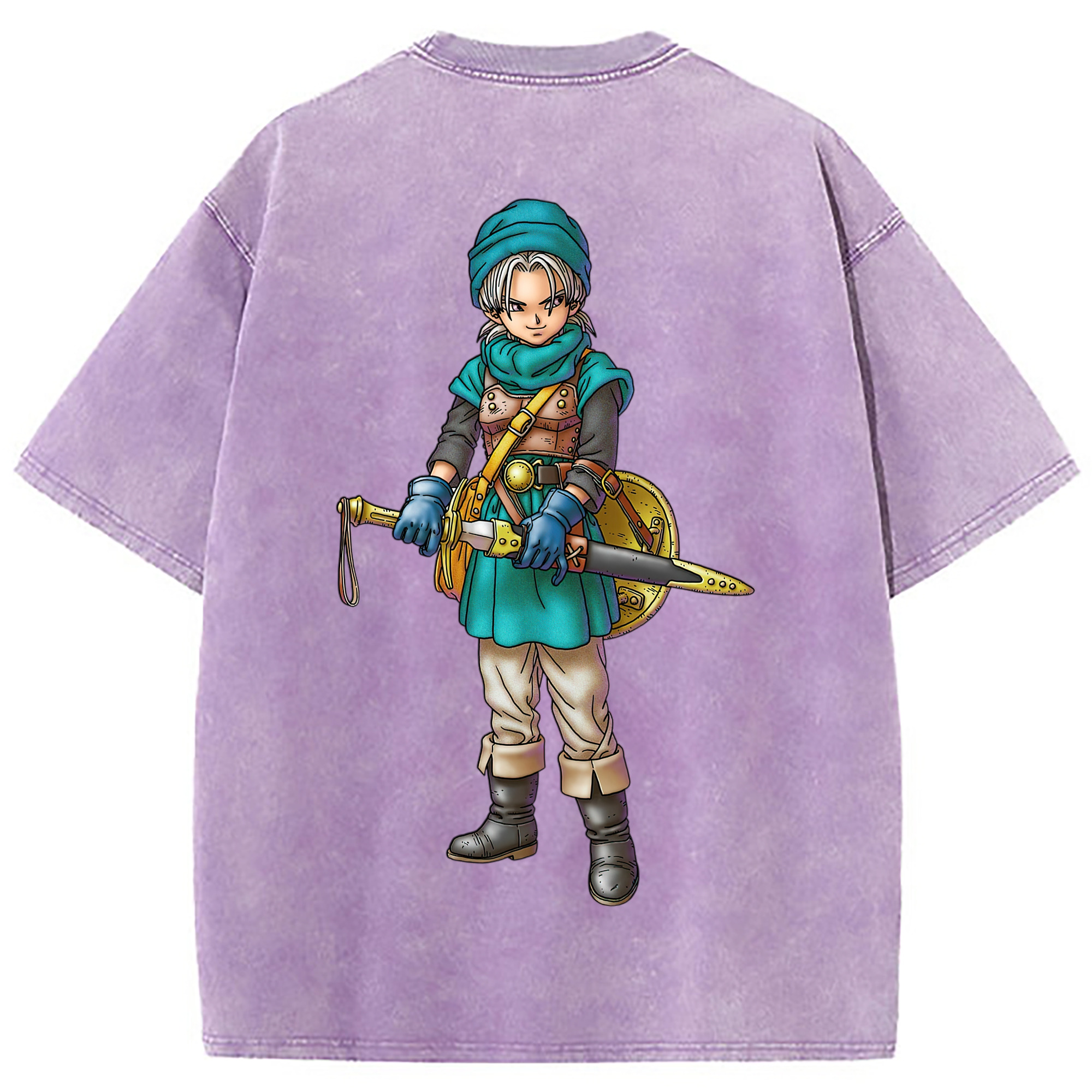 （画像用） ドラゴンクエスト Doragon Kuesuto Dragon Quest 綿100% ヴィンテージ風 半袖Tシャツ（背面プリント）
