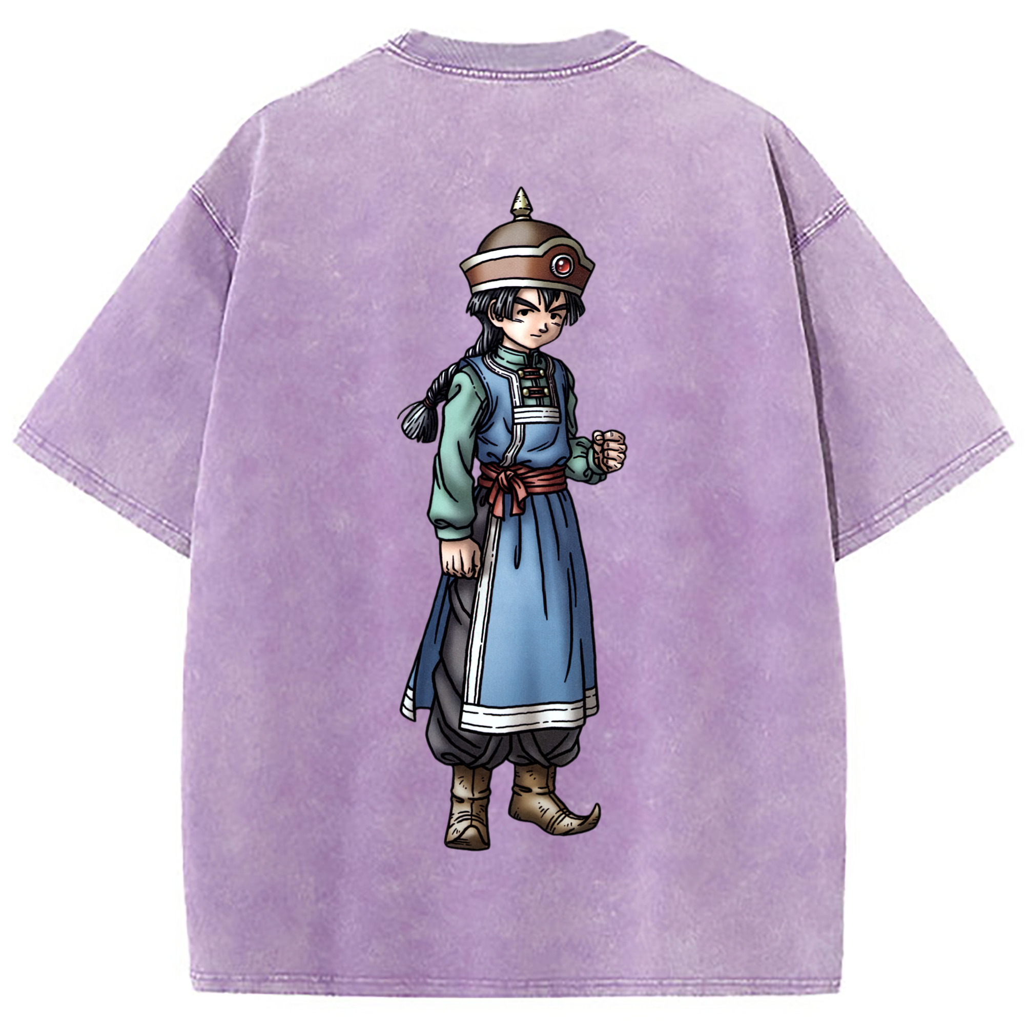 （画像用） ドラゴンクエスト Doragon Kuesuto Dragon Quest 綿100% ヴィンテージ風 半袖Tシャツ（背面プリント）