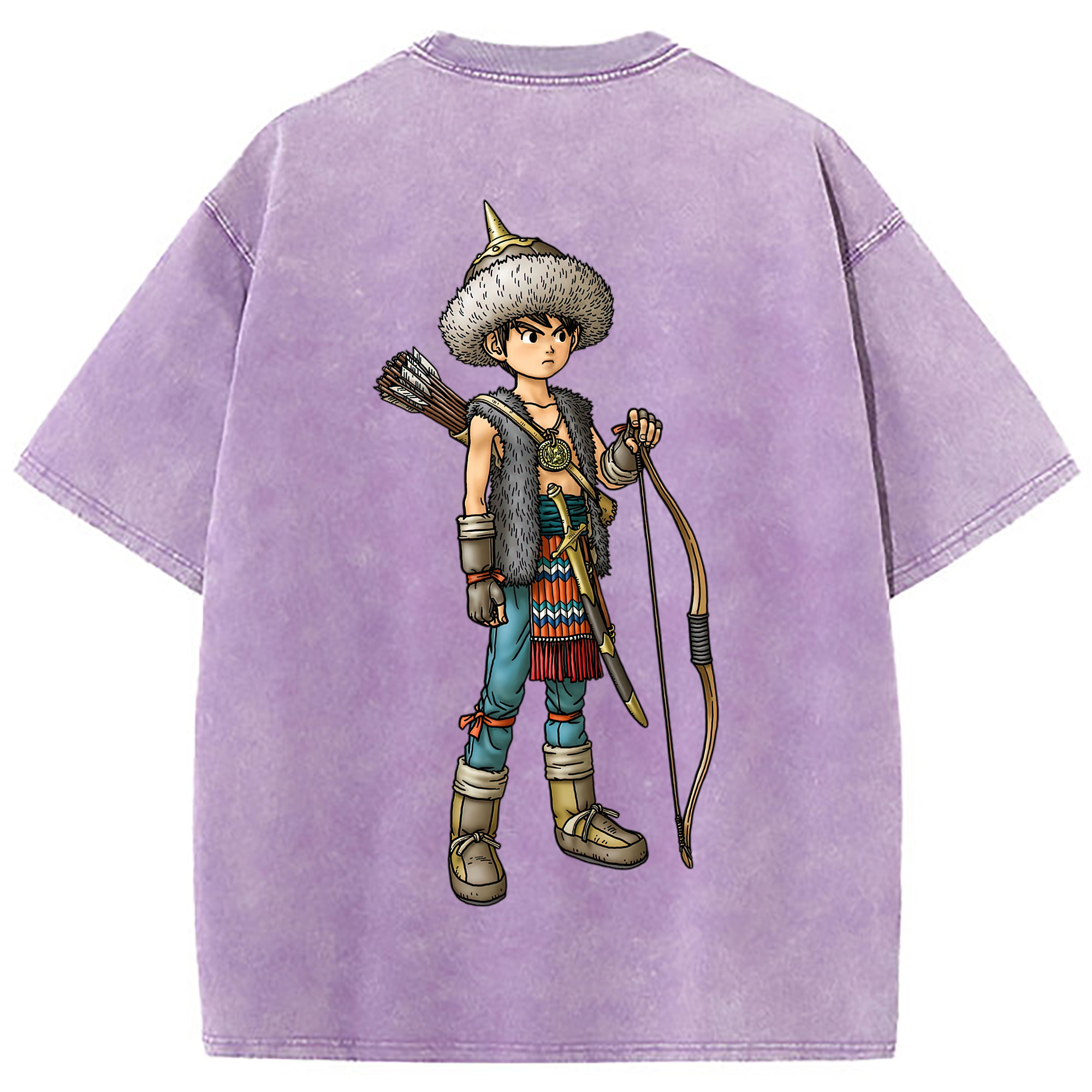（画像用） ドラゴンクエスト Doragon Kuesuto Dragon Quest 綿100% ヴィンテージ風 半袖Tシャツ（背面プリント）