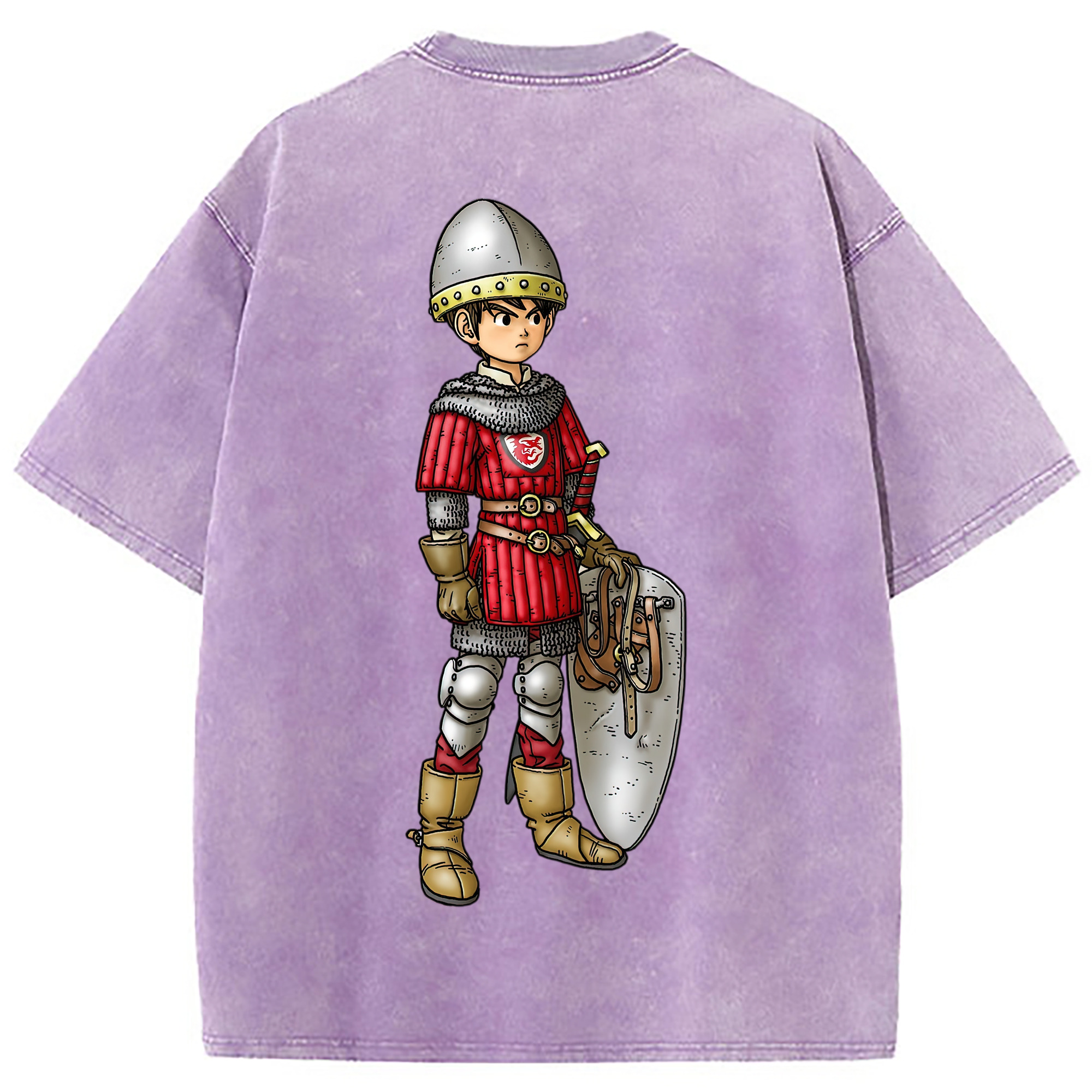 （画像用） ドラゴンクエスト Doragon Kuesuto Dragon Quest 綿100% ヴィンテージ風 半袖Tシャツ（背面プリント）