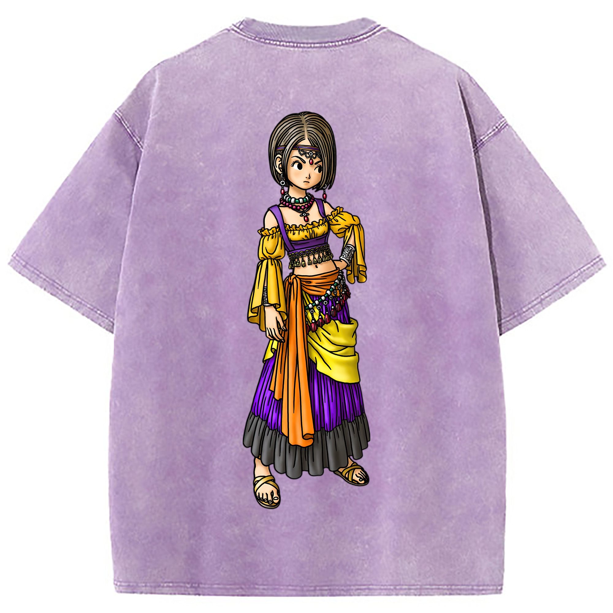 （画像用） ドラゴンクエスト Doragon Kuesuto Dragon Quest 綿100% ヴィンテージ風 半袖Tシャツ（背面プリント）