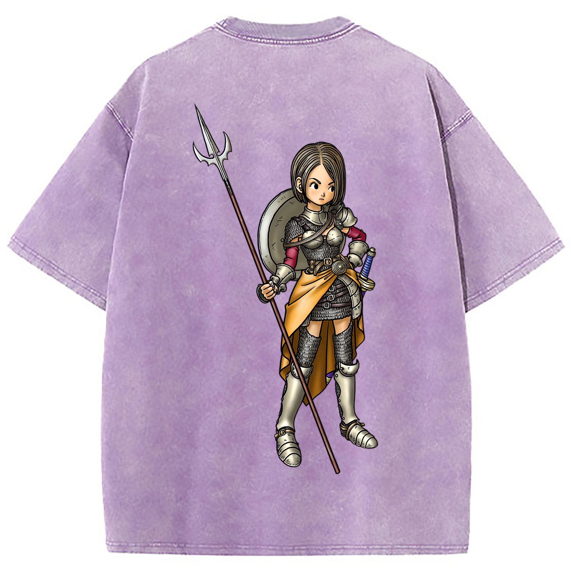（画像用） ドラゴンクエスト Doragon Kuesuto Dragon Quest 綿100% ヴィンテージ風 半袖Tシャツ（背面プリント）