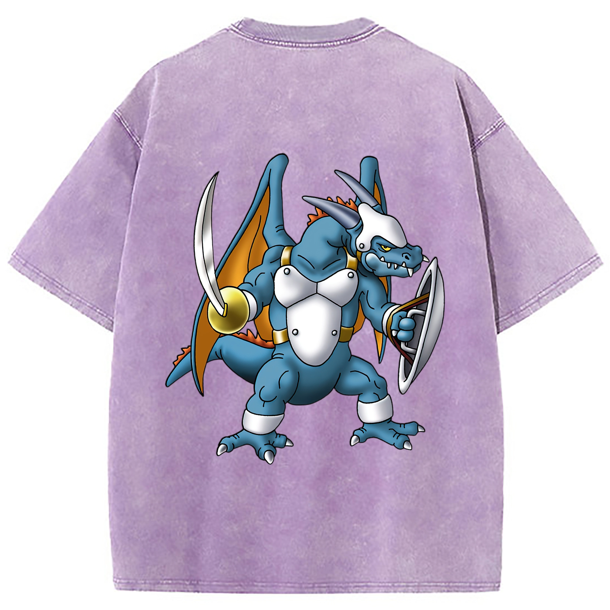 （画像用） ドラゴンクエスト Doragon Kuesuto Dragon Quest 綿100% ヴィンテージ風 半袖Tシャツ（背面プリント）