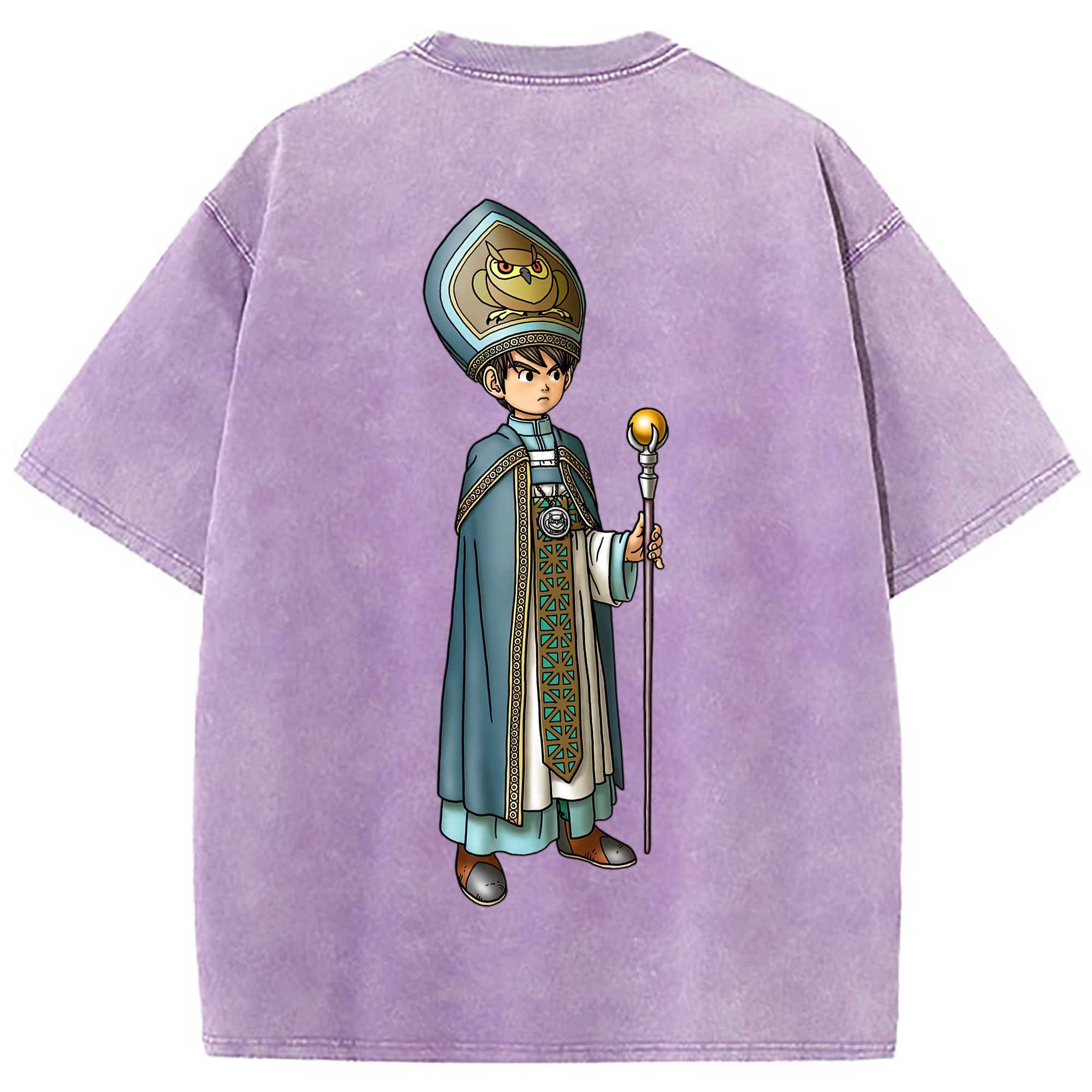 （画像用） ドラゴンクエスト Doragon Kuesuto Dragon Quest 綿100% ヴィンテージ風 半袖Tシャツ（背面プリント）