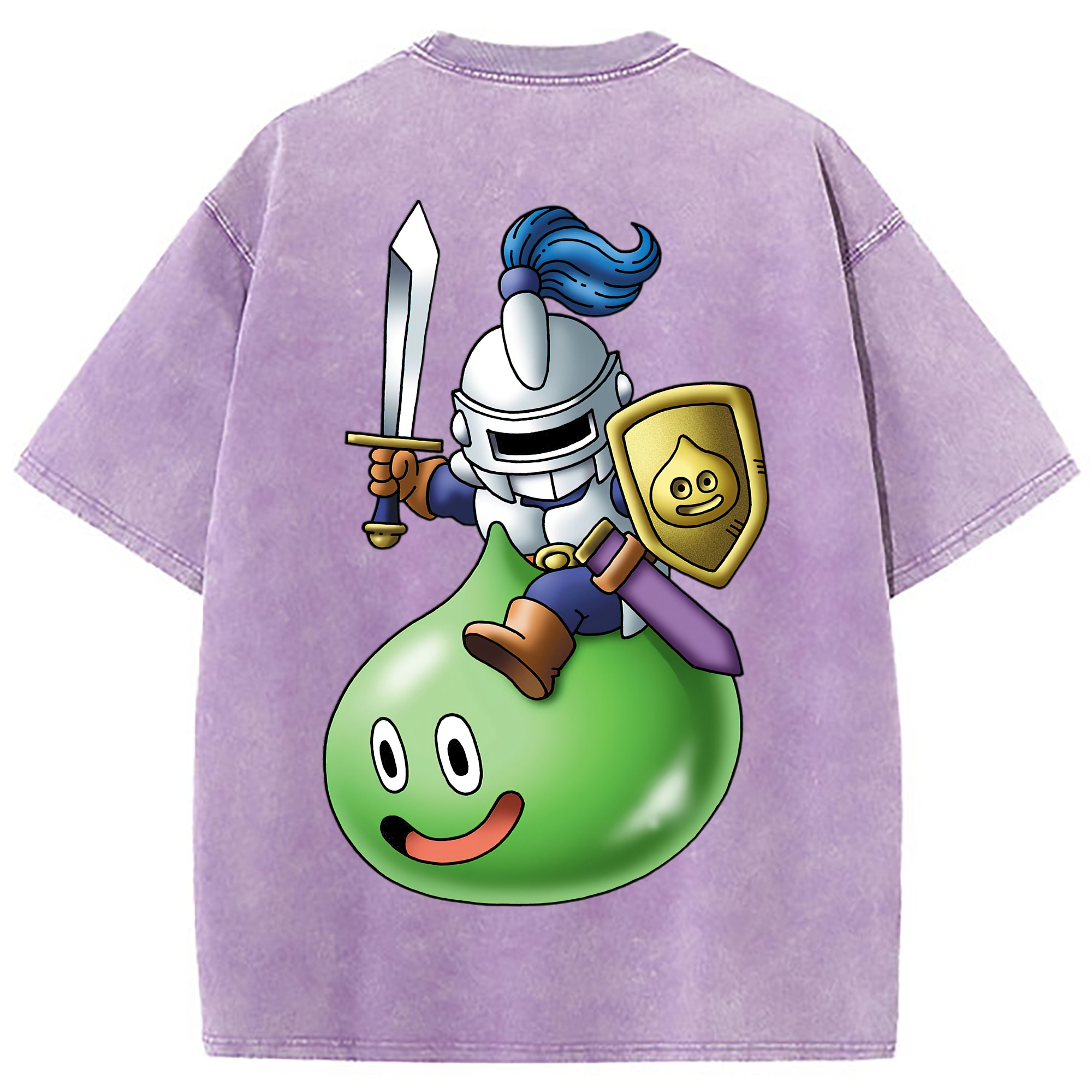 （画像用） ドラゴンクエスト Doragon Kuesuto Dragon Quest 綿100% ヴィンテージ風 半袖Tシャツ（背面プリント）