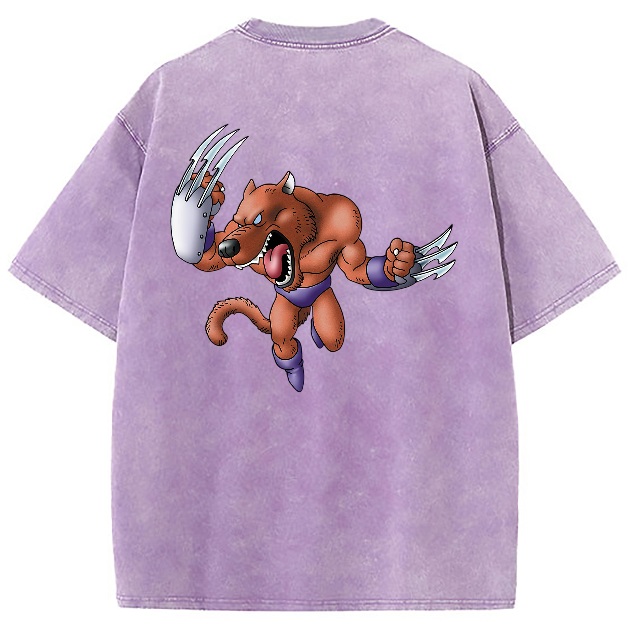 （画像用） ドラゴンクエスト Doragon Kuesuto Dragon Quest 綿100% ヴィンテージ風 半袖Tシャツ（背面プリント）