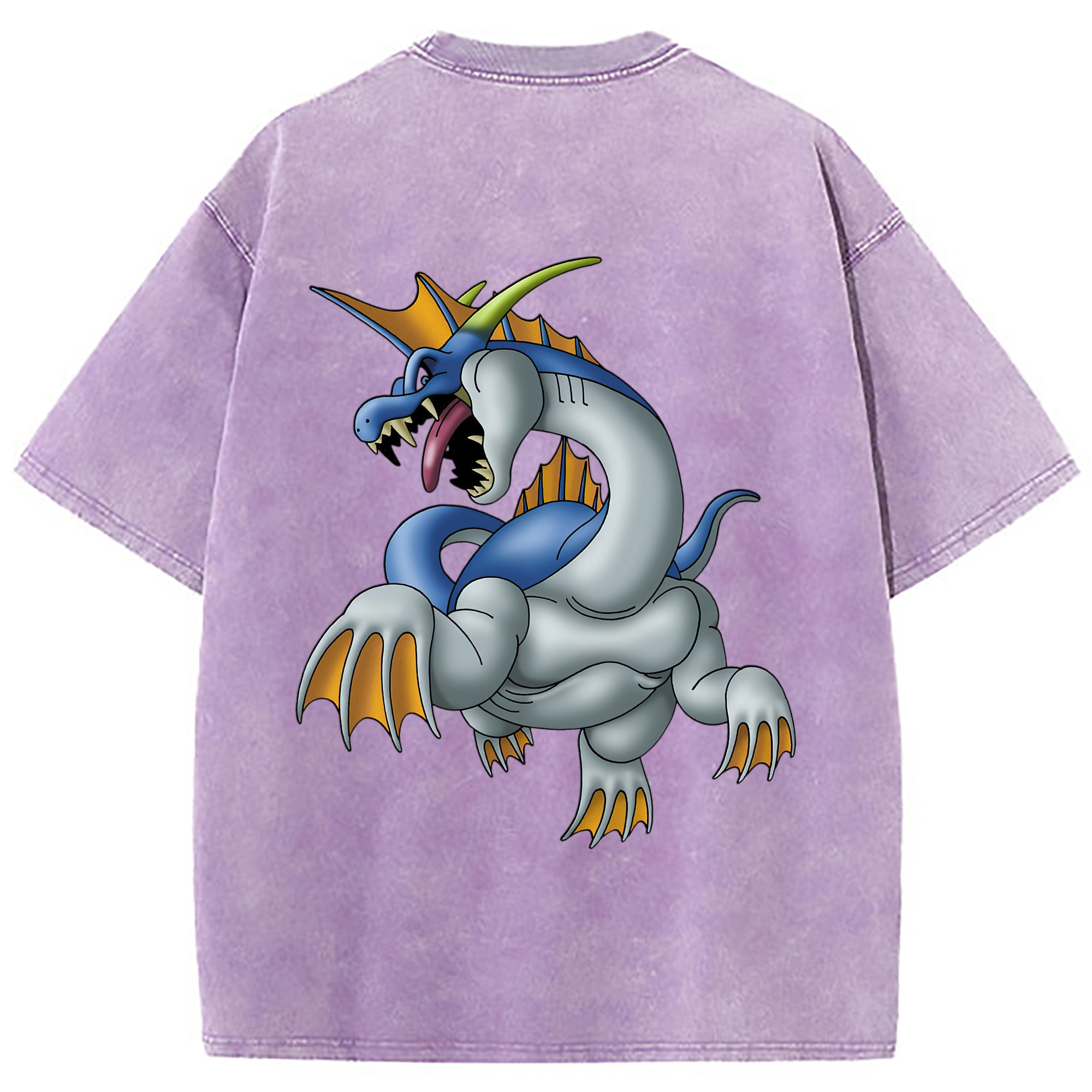 （画像用） ドラゴンクエスト Doragon Kuesuto Dragon Quest 綿100% ヴィンテージ風 半袖Tシャツ（背面プリント）