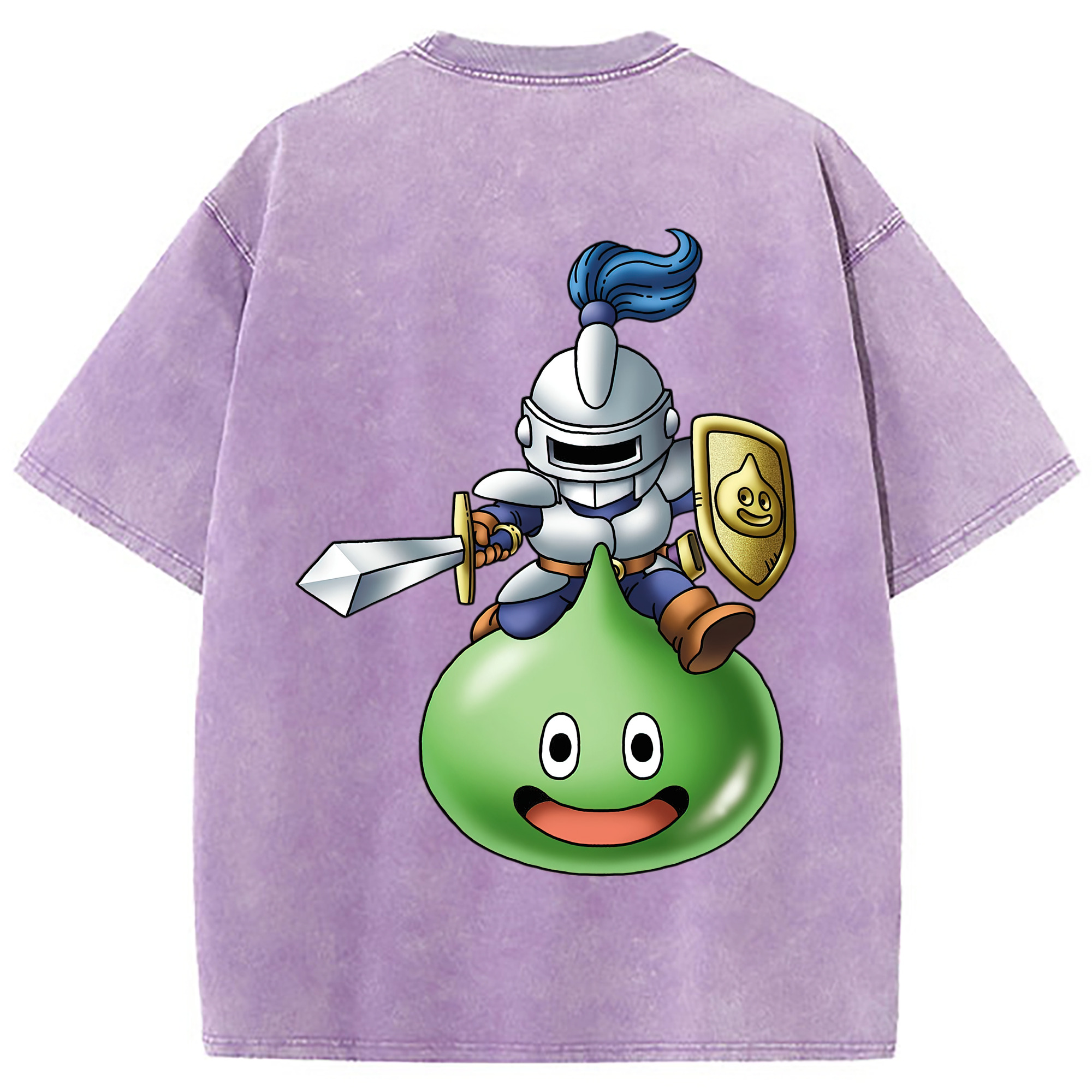 （画像用） ドラゴンクエスト Doragon Kuesuto Dragon Quest 綿100% ヴィンテージ風 半袖Tシャツ（背面プリント）