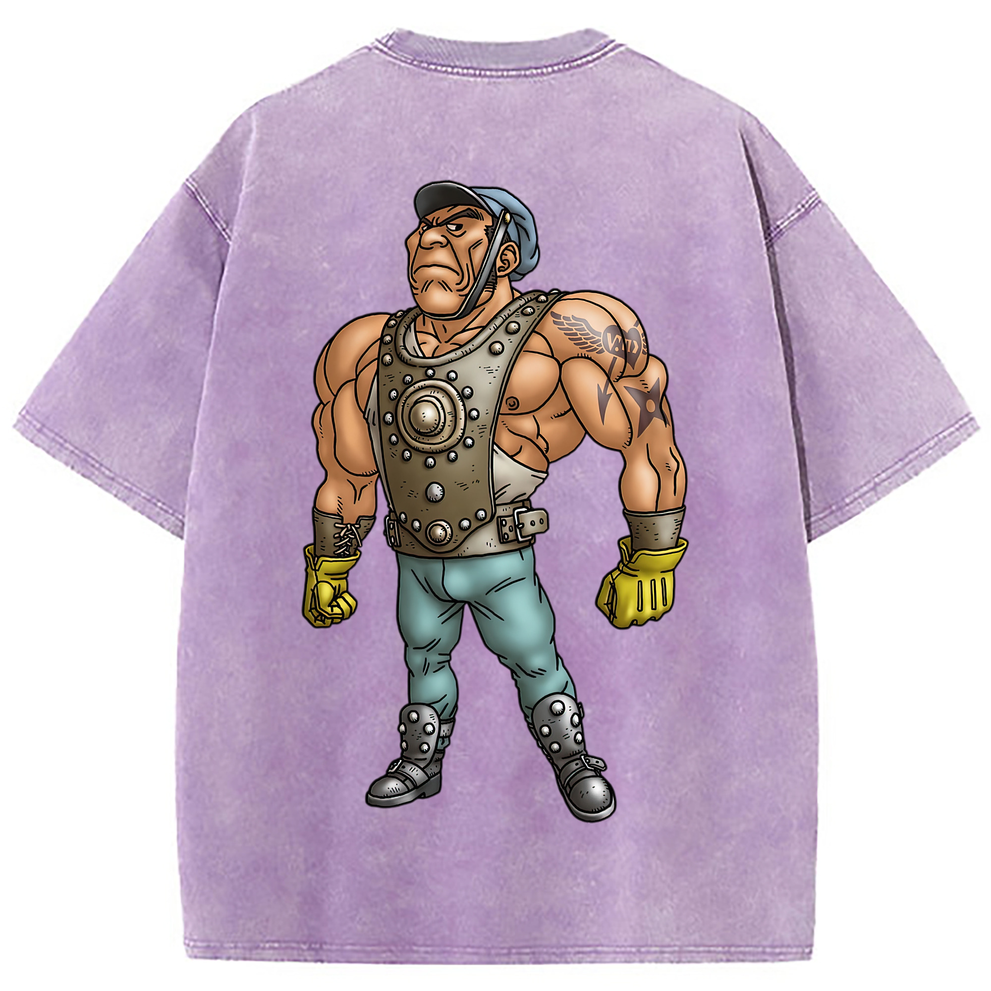 （画像用） ドラゴンクエスト Doragon Kuesuto Dragon Quest 綿100% ヴィンテージ風 半袖Tシャツ（背面プリント）