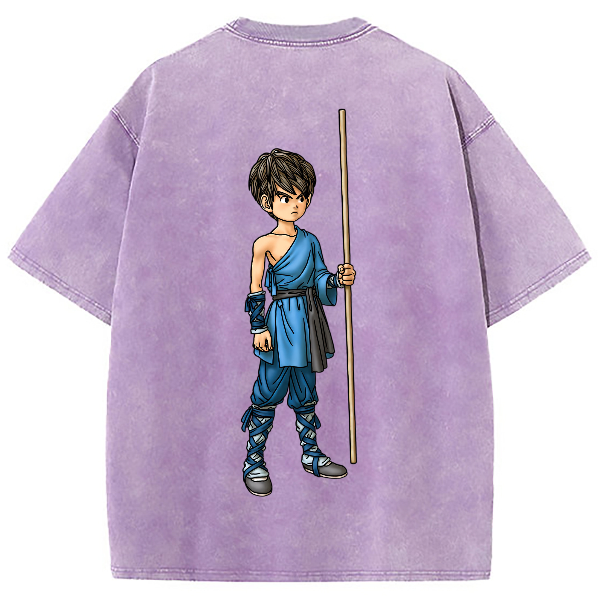 （画像用） ドラゴンクエスト Doragon Kuesuto Dragon Quest 綿100% ヴィンテージ風 半袖Tシャツ（背面プリント）