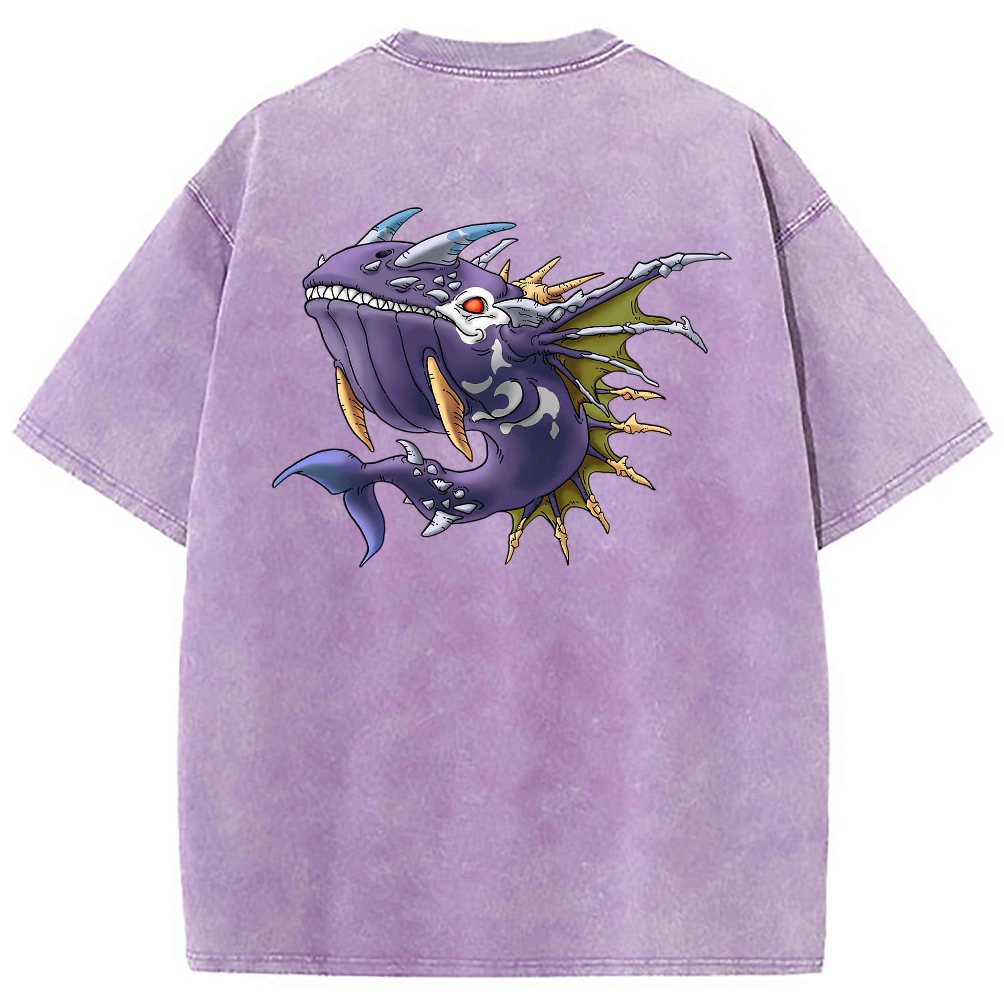 （画像用） ドラゴンクエスト Doragon Kuesuto Dragon Quest 綿100% ヴィンテージ風 半袖Tシャツ（背面プリント）