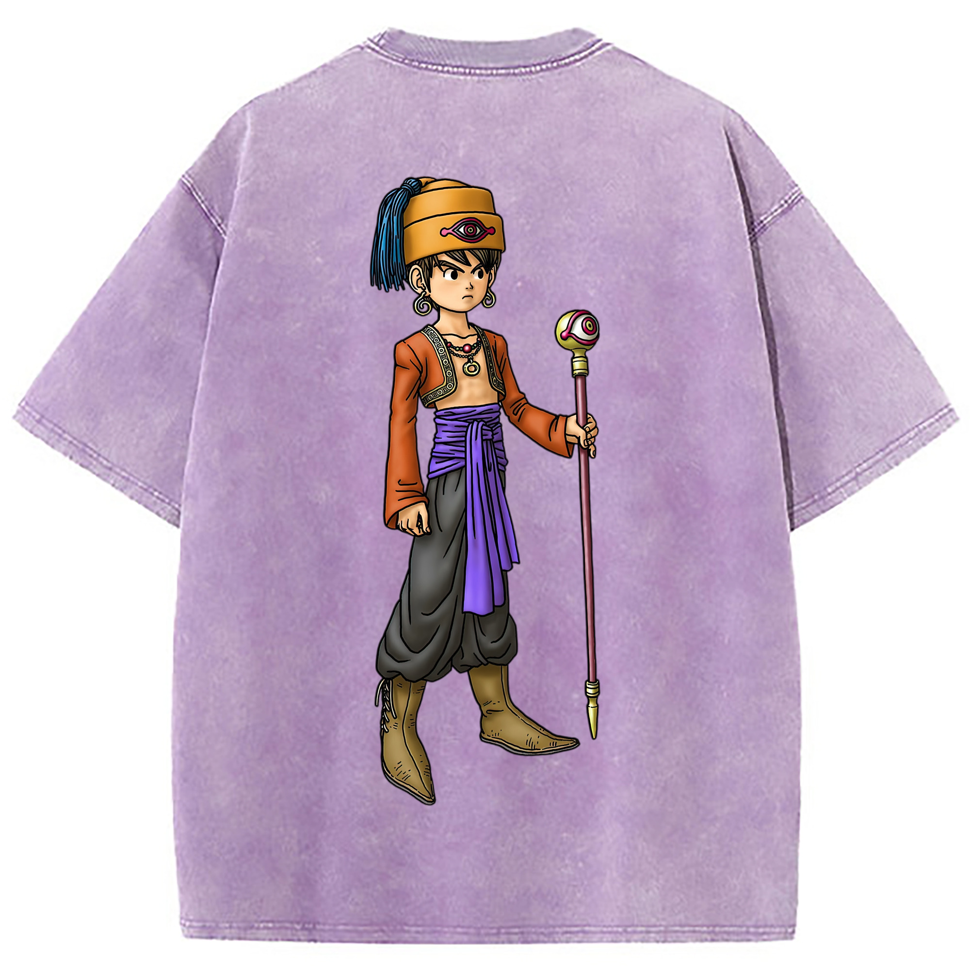 （画像用） ドラゴンクエスト Doragon Kuesuto Dragon Quest 綿100% ヴィンテージ風 半袖Tシャツ（背面プリント）