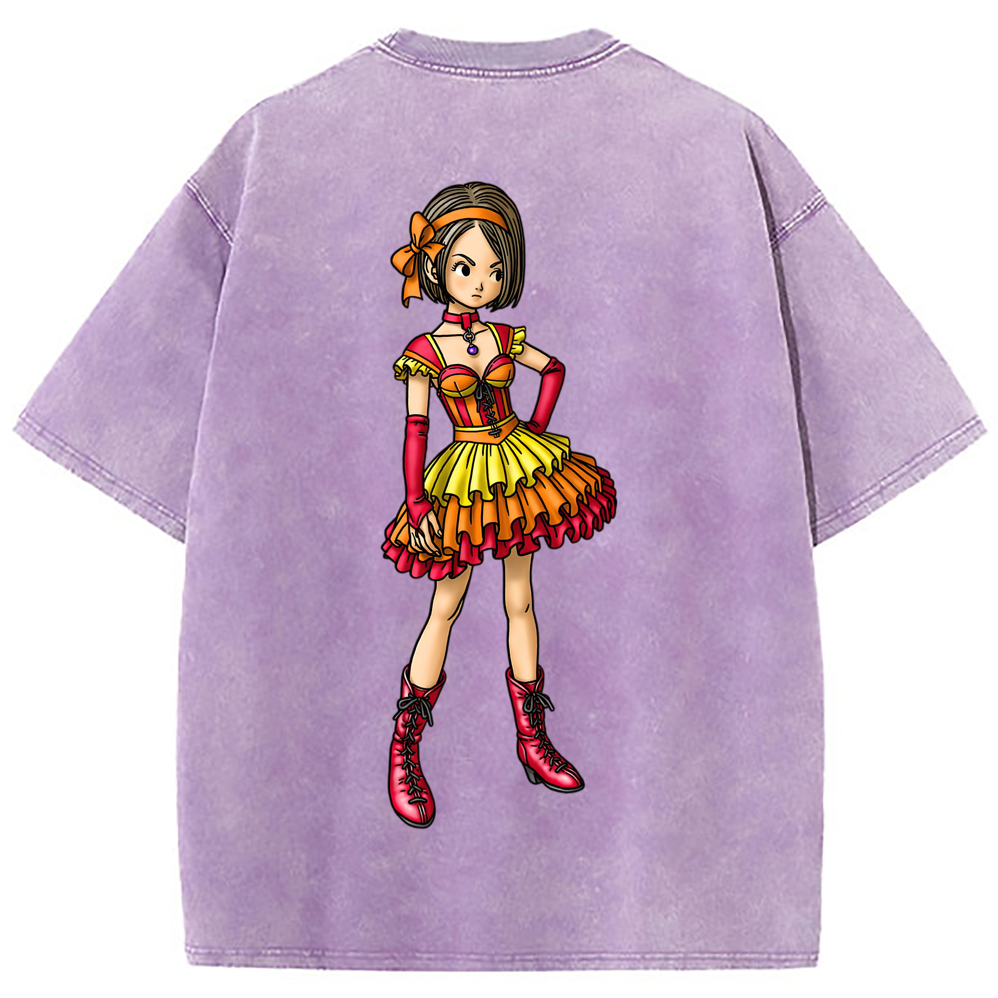 （画像用） ドラゴンクエスト Doragon Kuesuto Dragon Quest 綿100% ヴィンテージ風 半袖Tシャツ（背面プリント）
