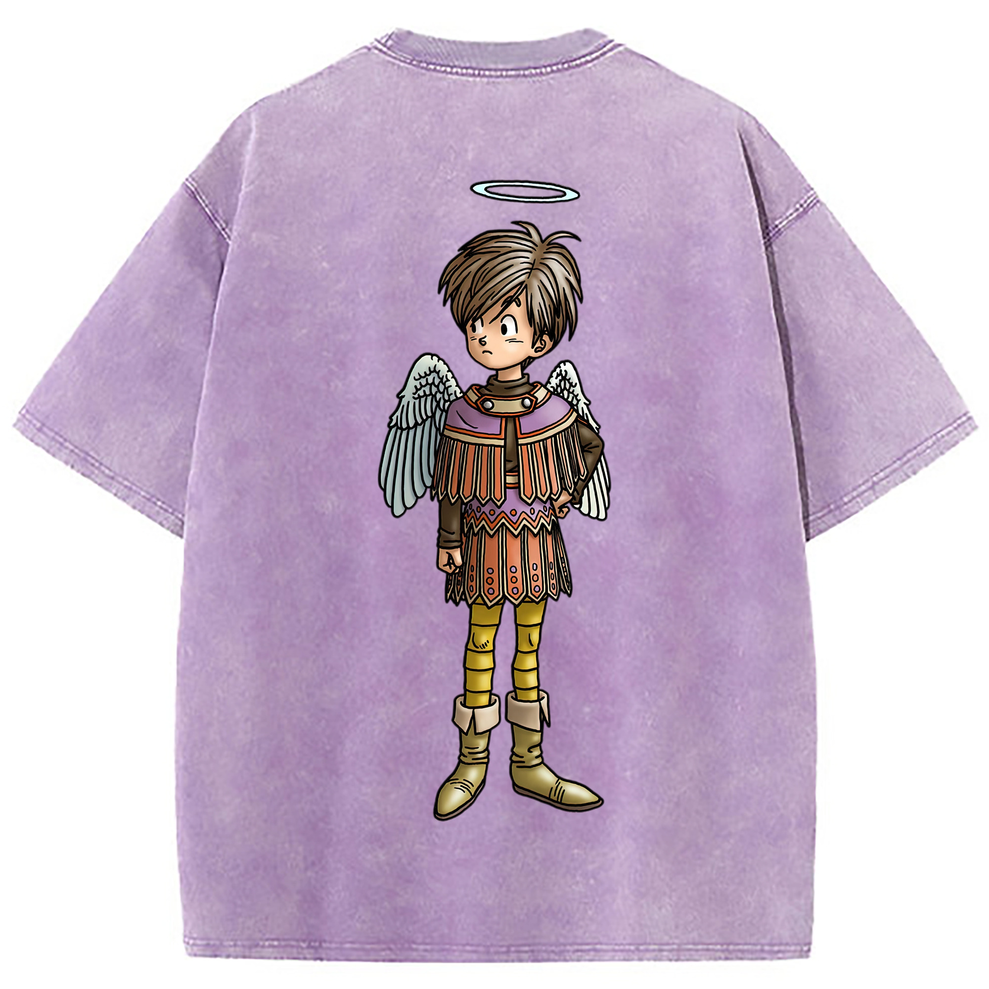 （画像用） ドラゴンクエスト Doragon Kuesuto Dragon Quest 綿100% ヴィンテージ風 半袖Tシャツ（背面プリント）