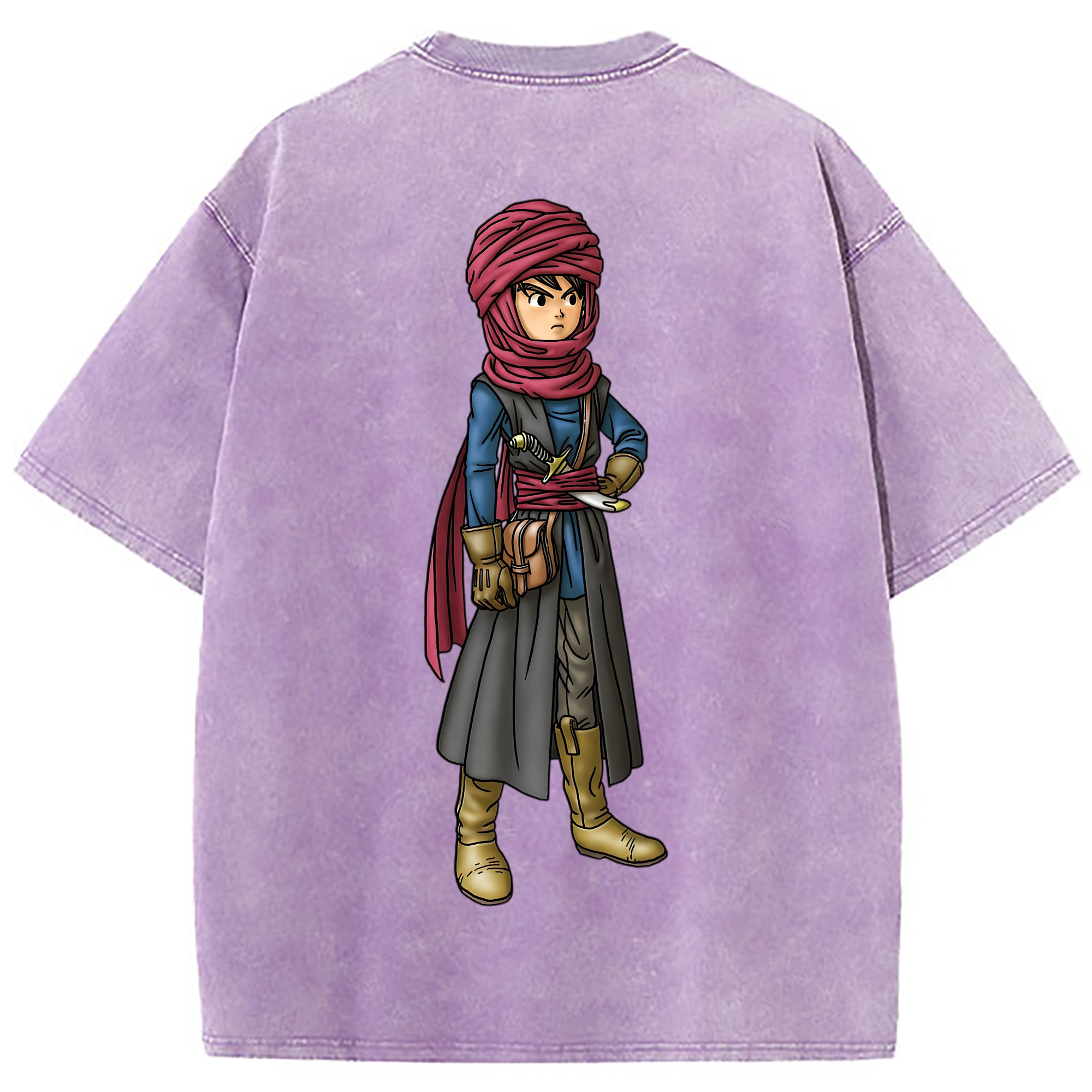 （画像用） ドラゴンクエスト Doragon Kuesuto Dragon Quest 綿100% ヴィンテージ風 半袖Tシャツ（背面プリント）