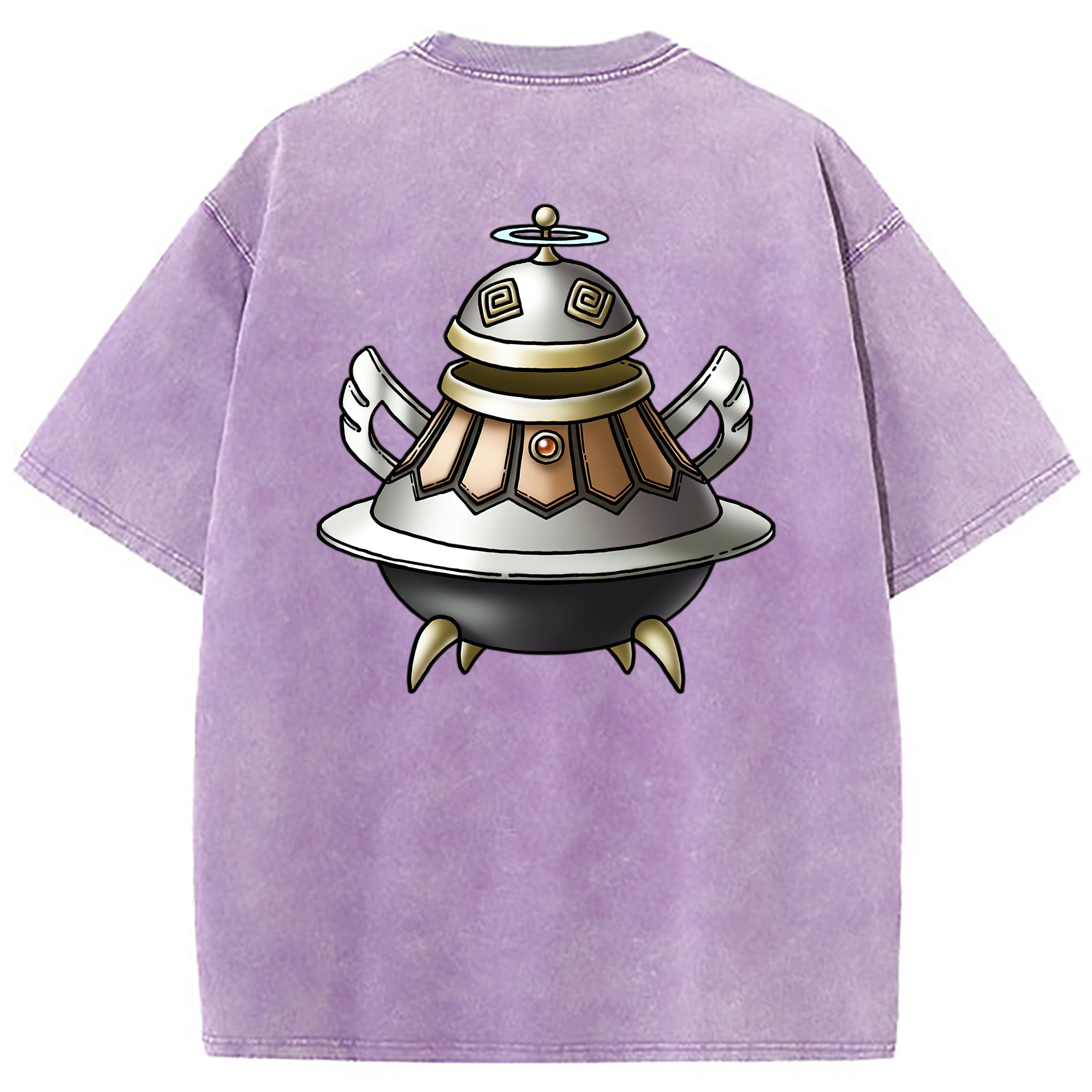 （画像用） ドラゴンクエスト Doragon Kuesuto Dragon Quest 綿100% ヴィンテージ風 半袖Tシャツ（背面プリント）