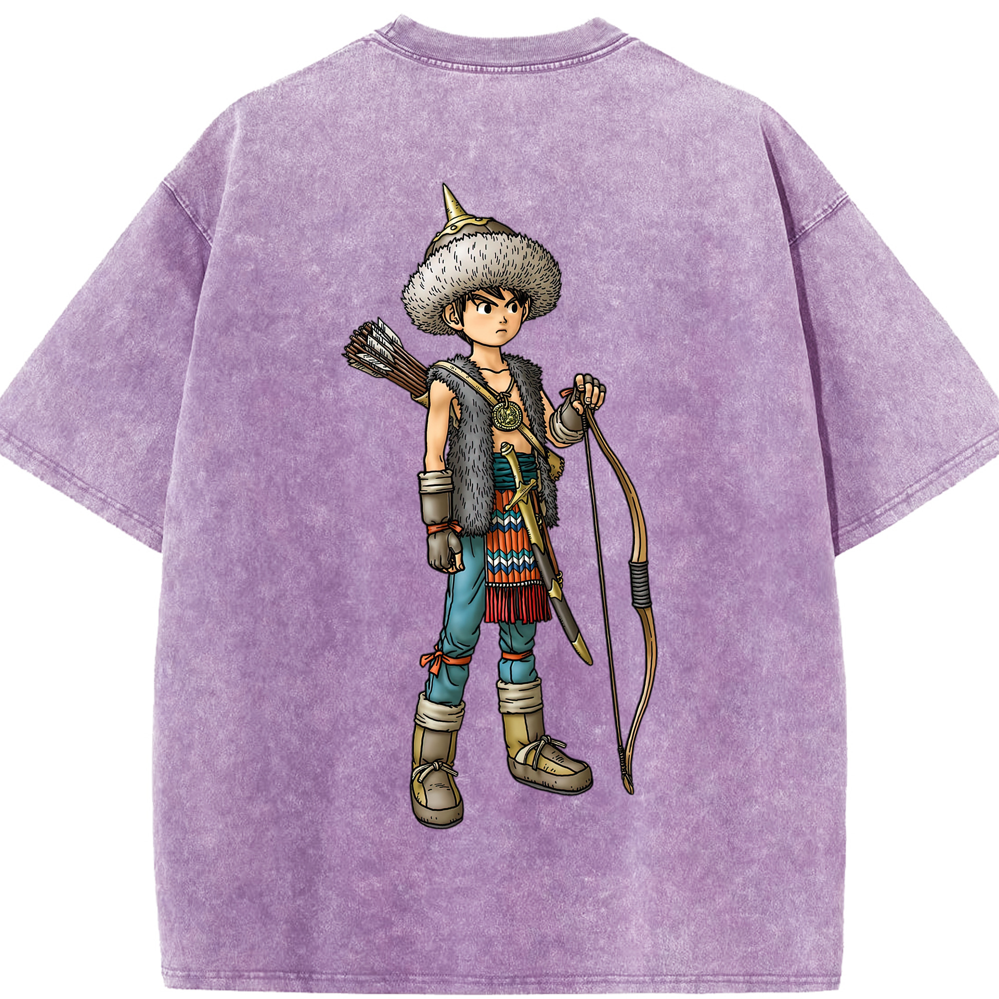 （画像用） ドラゴンクエスト Doragon Kuesuto Dragon Quest 綿100% ヴィンテージ風 半袖Tシャツ（背面プリント）