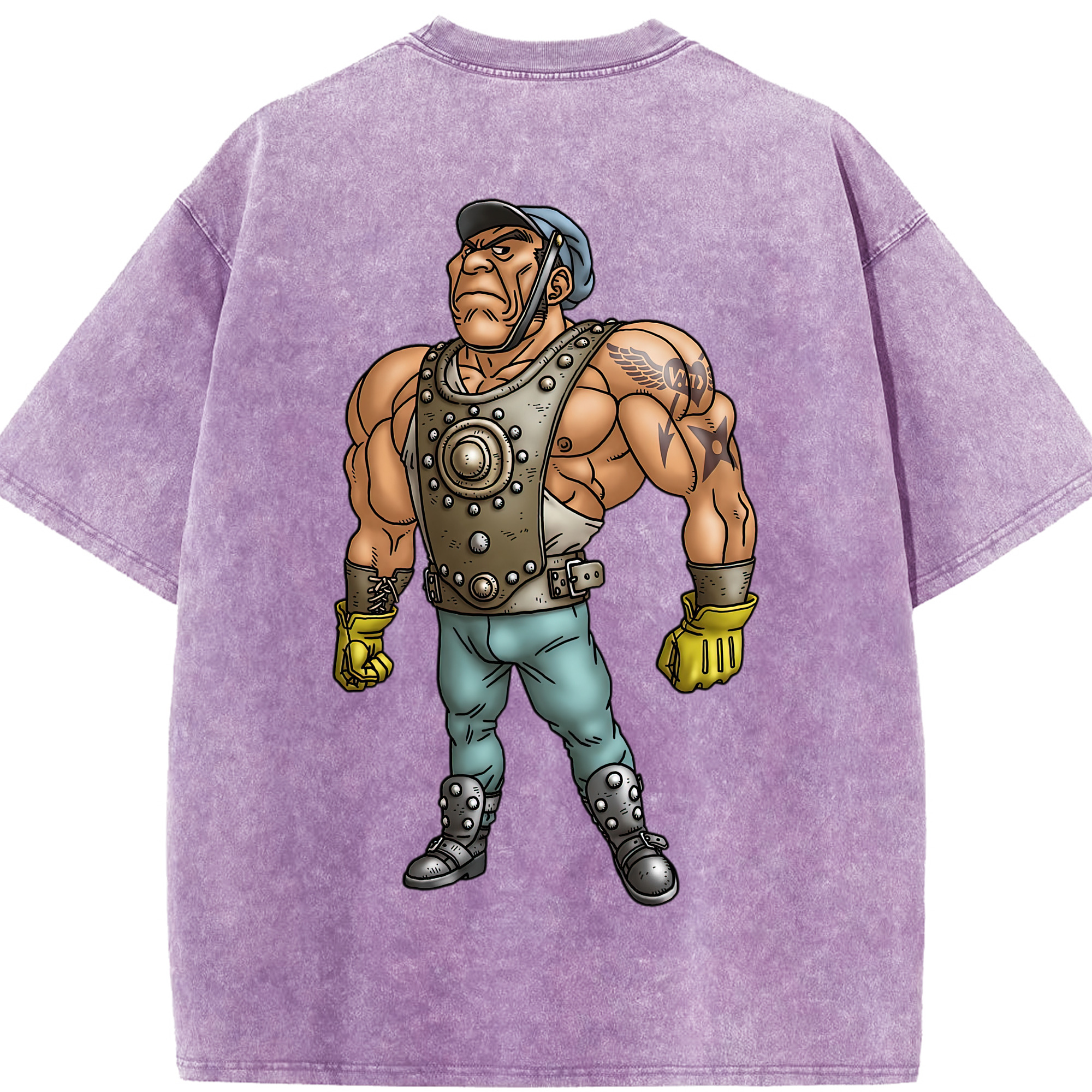 （画像用） ドラゴンクエスト Doragon Kuesuto Dragon Quest 綿100% ヴィンテージ風 半袖Tシャツ（背面プリント）