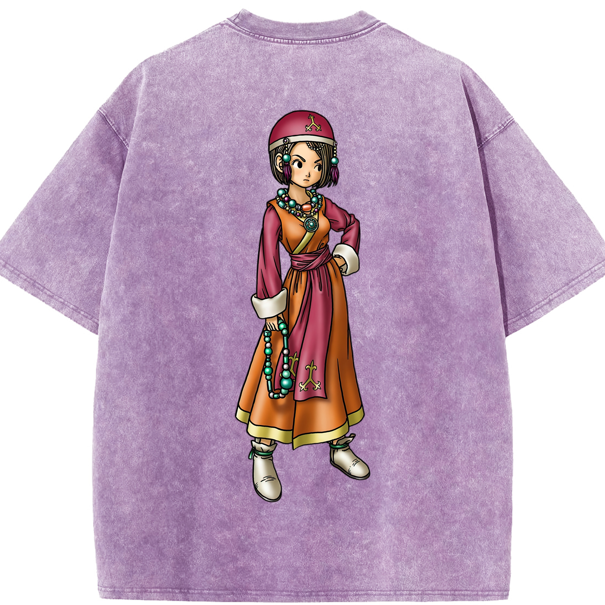 （画像用） ドラゴンクエスト Doragon Kuesuto Dragon Quest 綿100% ヴィンテージ風 半袖Tシャツ（背面プリント）