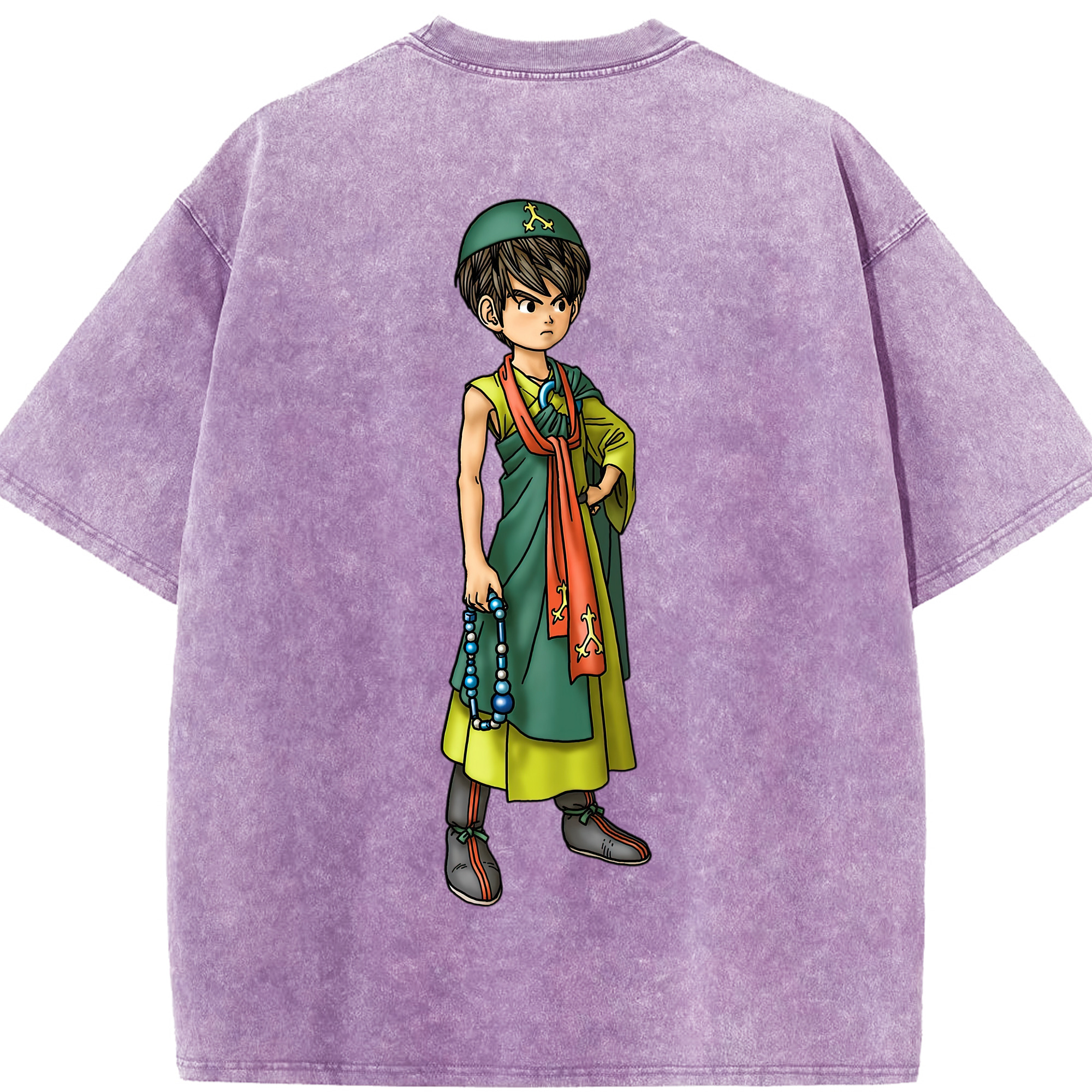 （画像用） ドラゴンクエスト Doragon Kuesuto Dragon Quest 綿100% ヴィンテージ風 半袖Tシャツ（背面プリント）