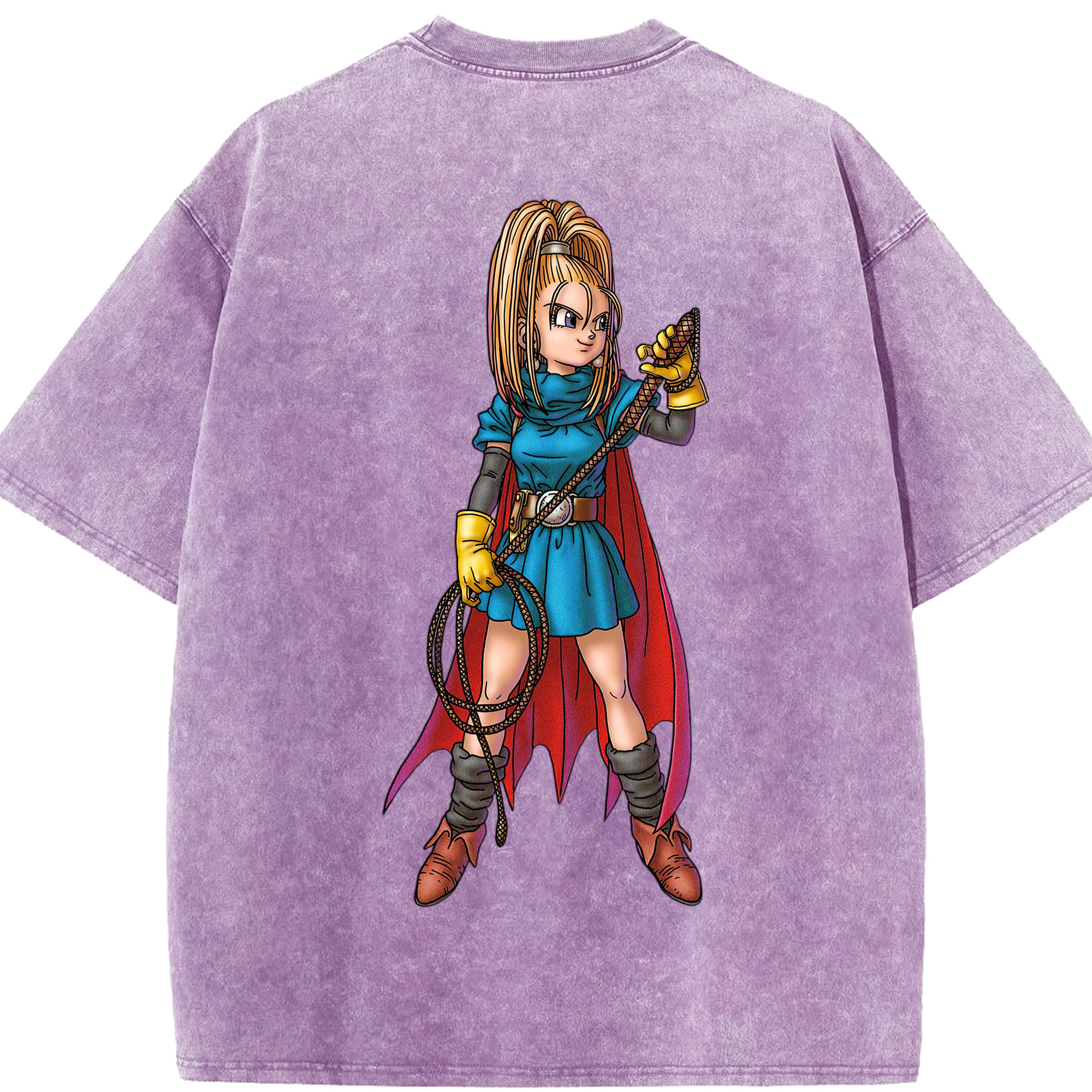 （画像用） ドラゴンクエスト Doragon Kuesuto Dragon Quest 綿100% ヴィンテージ風 半袖Tシャツ（背面プリント）
