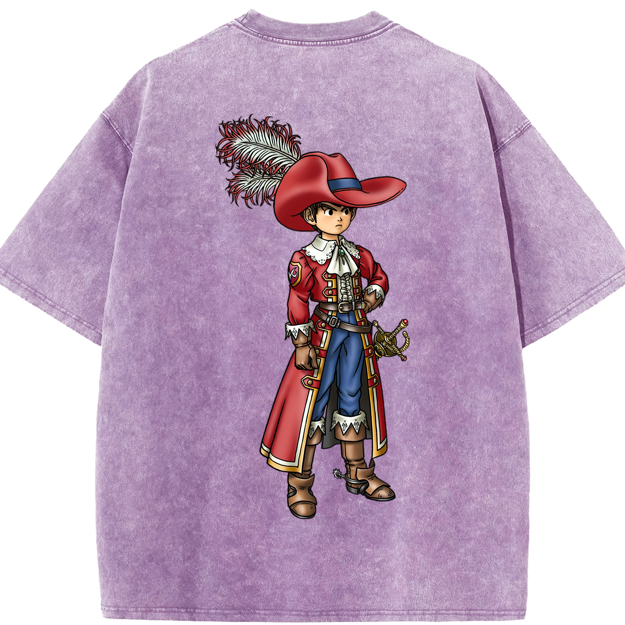 （画像用） ドラゴンクエスト Doragon Kuesuto Dragon Quest 綿100% ヴィンテージ風 半袖Tシャツ（背面プリント）