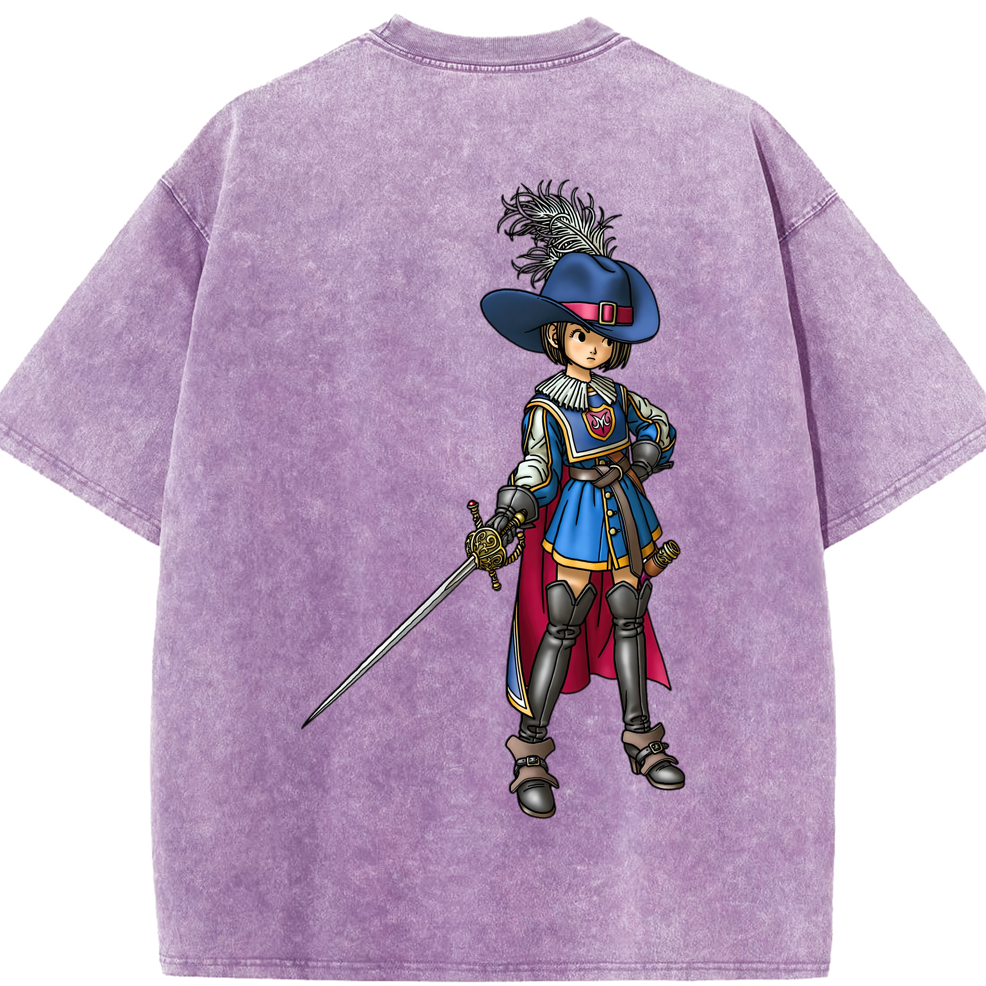 （画像用） ドラゴンクエスト Doragon Kuesuto Dragon Quest 綿100% ヴィンテージ風 半袖Tシャツ（背面プリント）