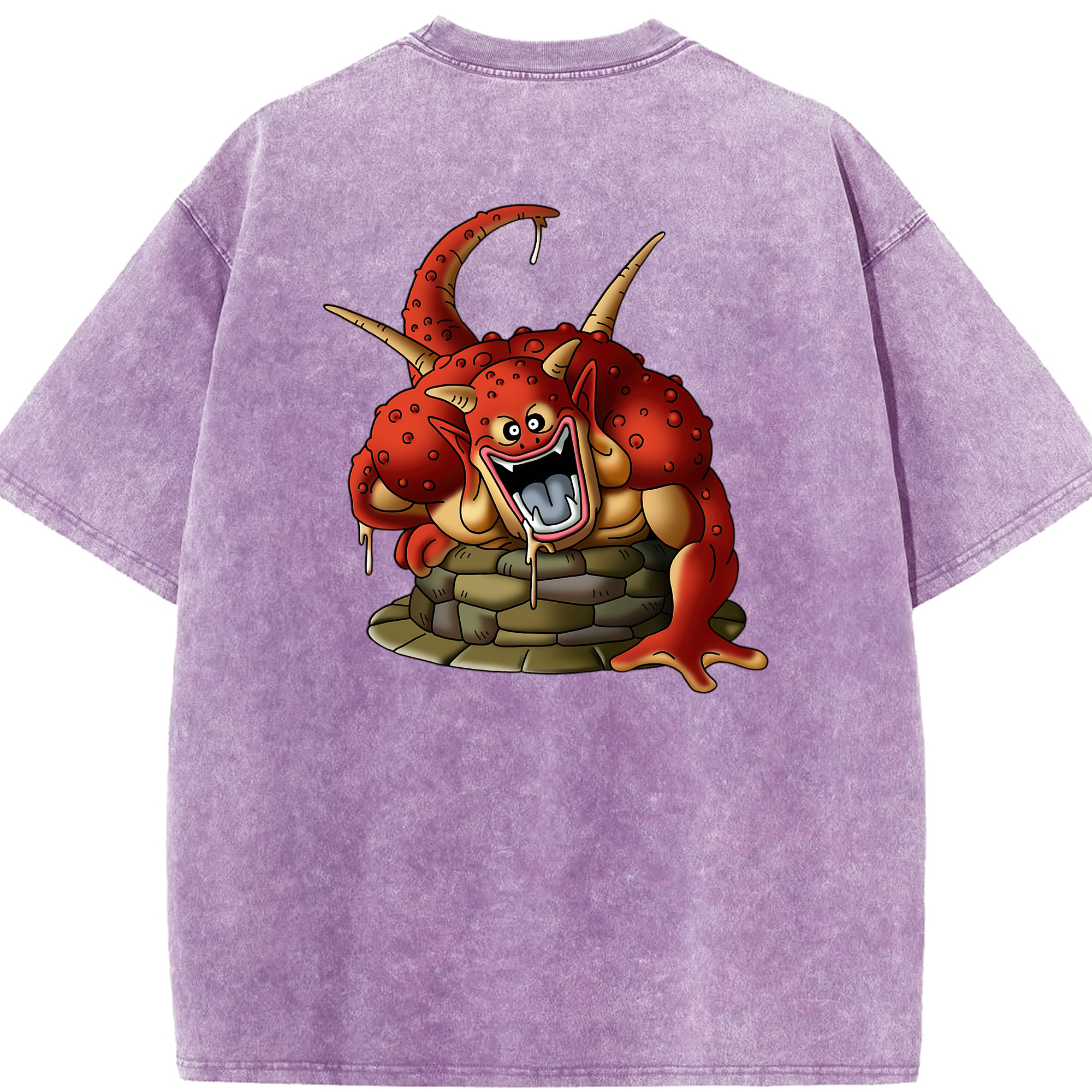 （画像用） ドラゴンクエスト Doragon Kuesuto Dragon Quest 綿100% ヴィンテージ風 半袖Tシャツ（背面プリント）