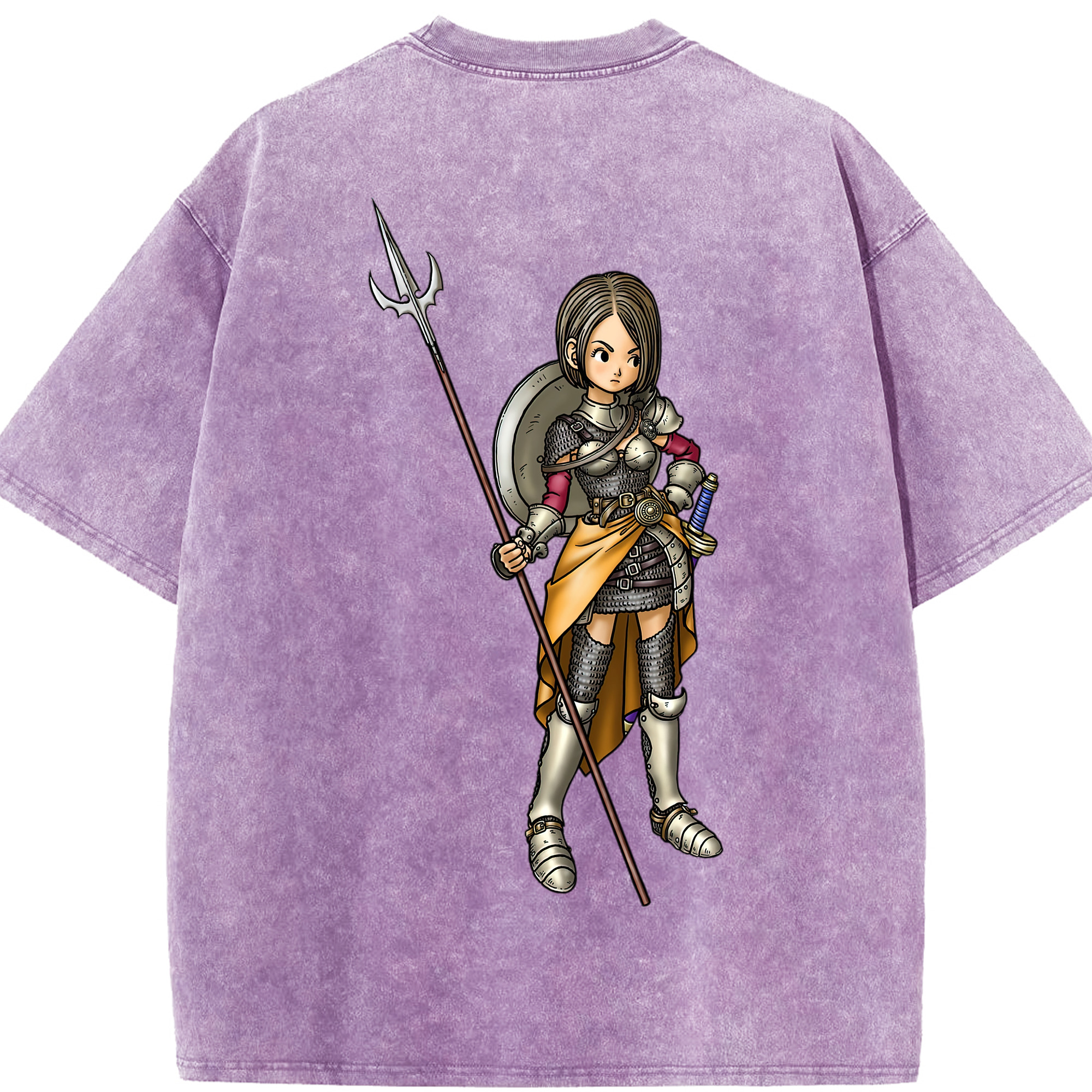 （画像用） ドラゴンクエスト Doragon Kuesuto Dragon Quest 綿100% ヴィンテージ風 半袖Tシャツ（背面プリント）