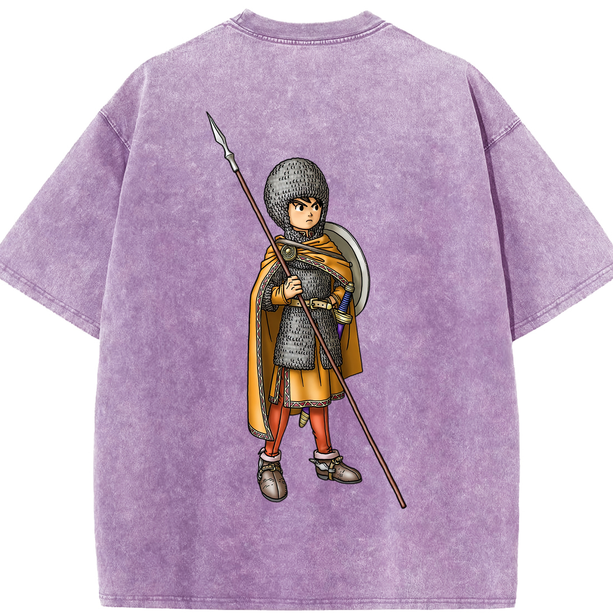 （画像用） ドラゴンクエスト Doragon Kuesuto Dragon Quest 綿100% ヴィンテージ風 半袖Tシャツ（背面プリント）