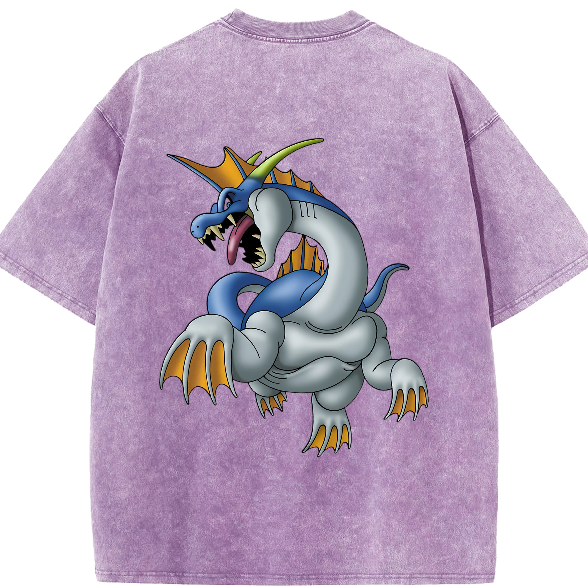 （画像用） ドラゴンクエスト Doragon Kuesuto Dragon Quest 綿100% ヴィンテージ風 半袖Tシャツ（背面プリント）