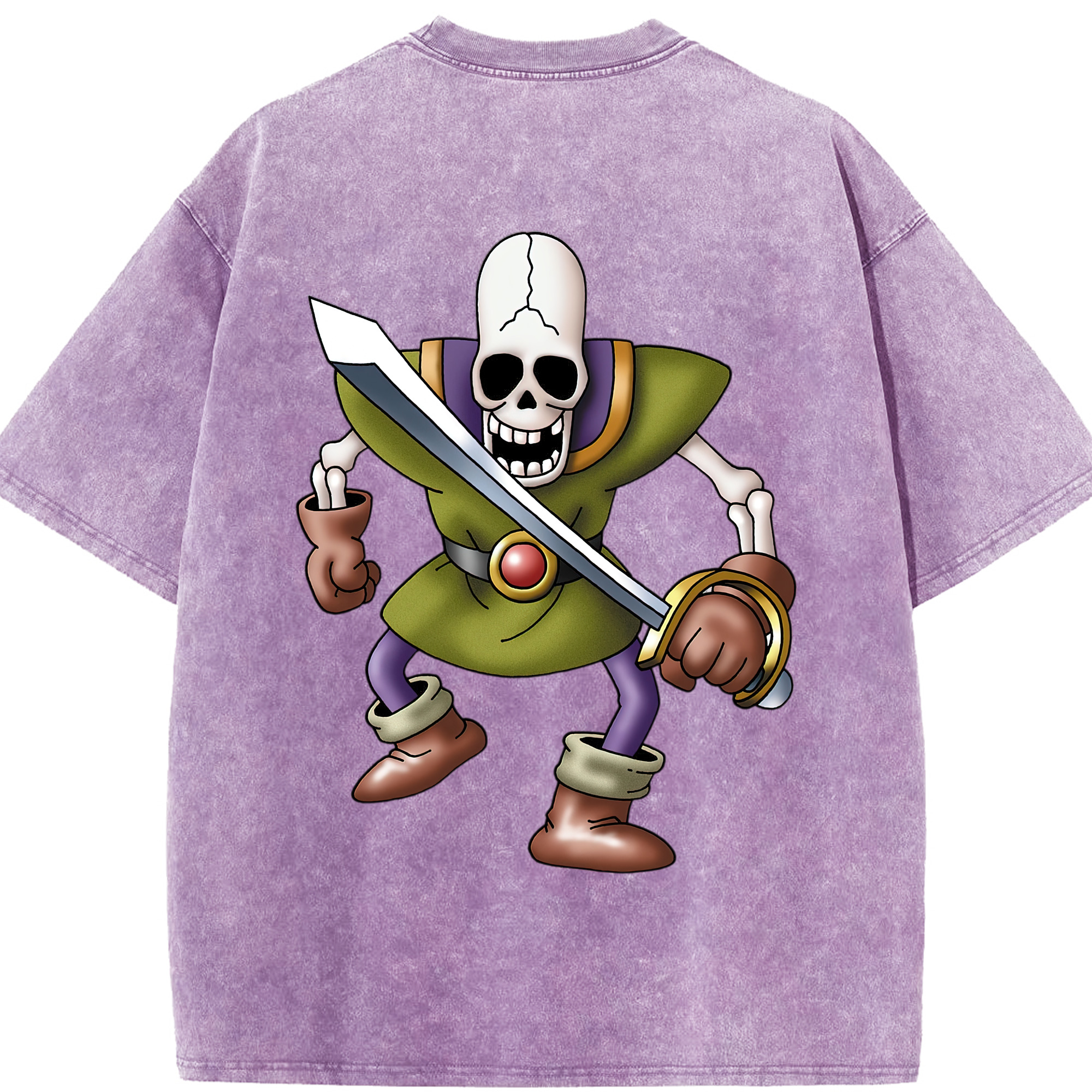 （画像用） ドラゴンクエスト Doragon Kuesuto Dragon Quest 綿100% ヴィンテージ風 半袖Tシャツ（背面プリント）