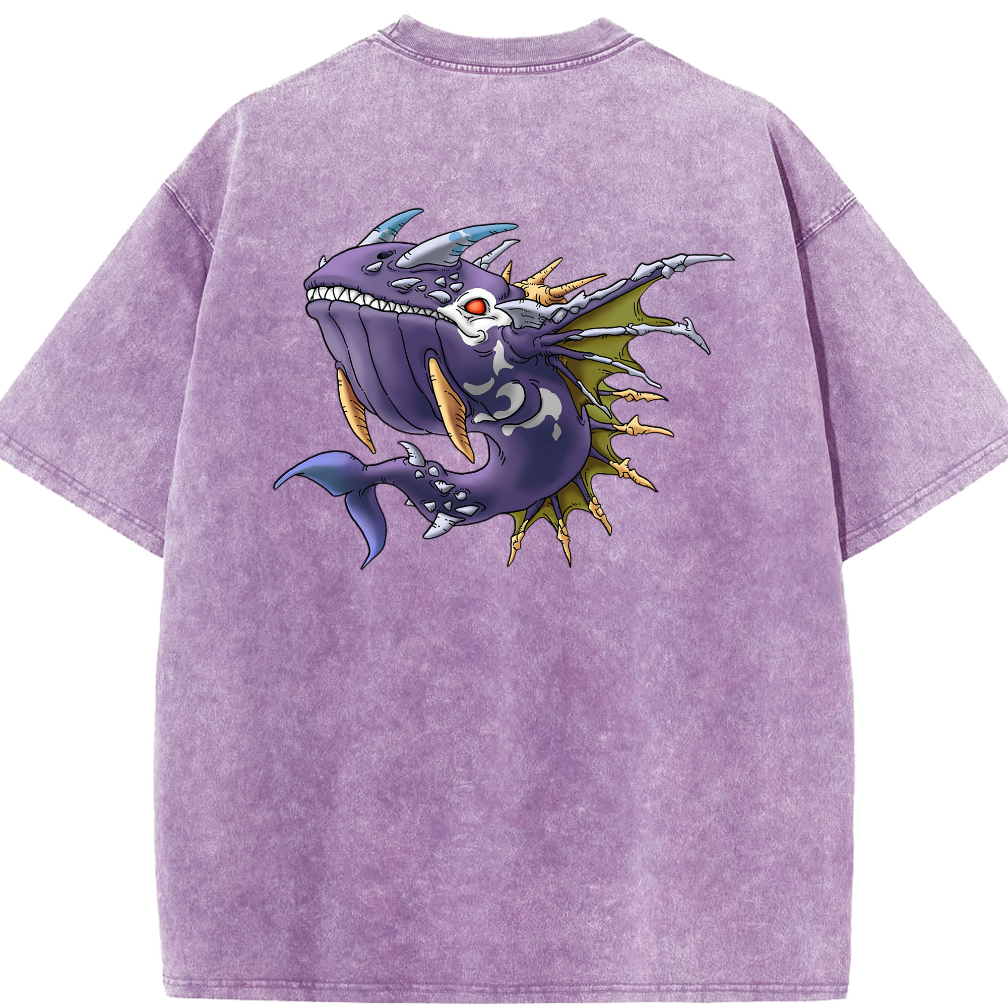 （画像用） ドラゴンクエスト Doragon Kuesuto Dragon Quest 綿100% ヴィンテージ風 半袖Tシャツ（背面プリント）