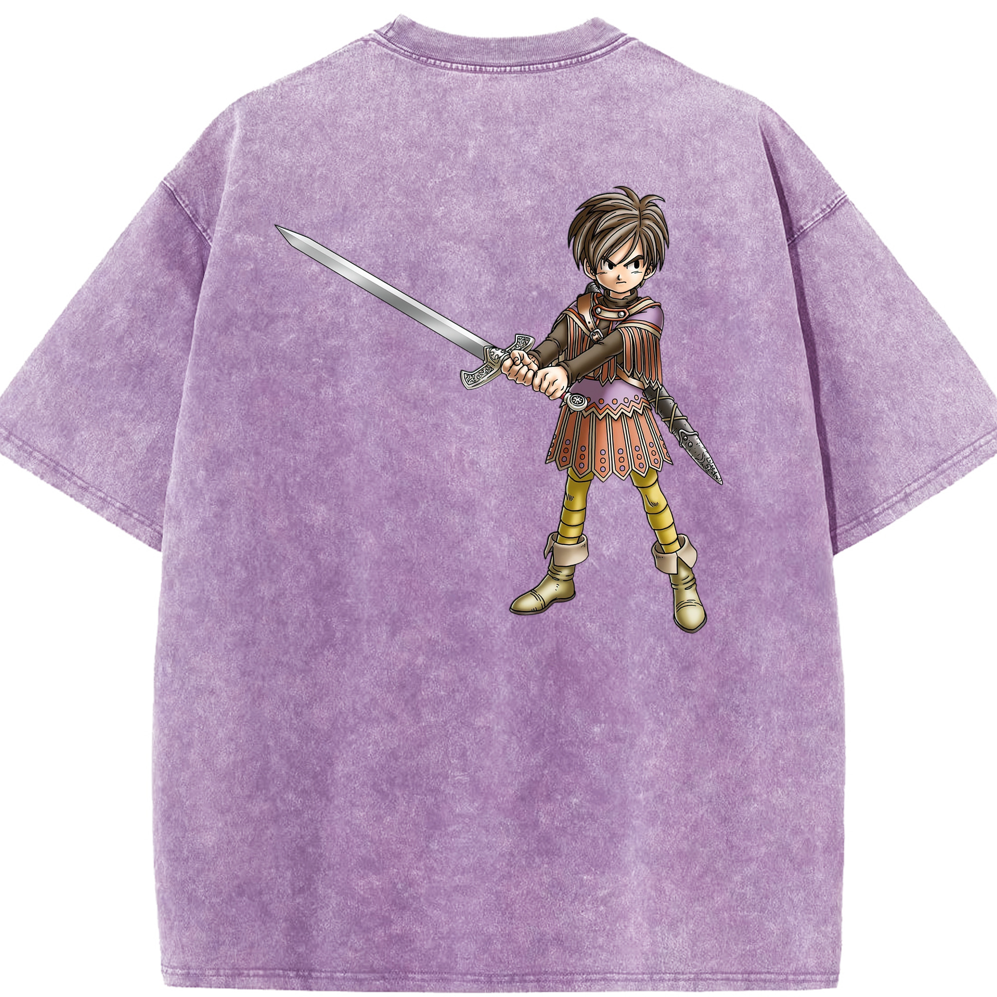 （画像用） ドラゴンクエスト Doragon Kuesuto Dragon Quest 綿100% ヴィンテージ風 半袖Tシャツ（背面プリント）
