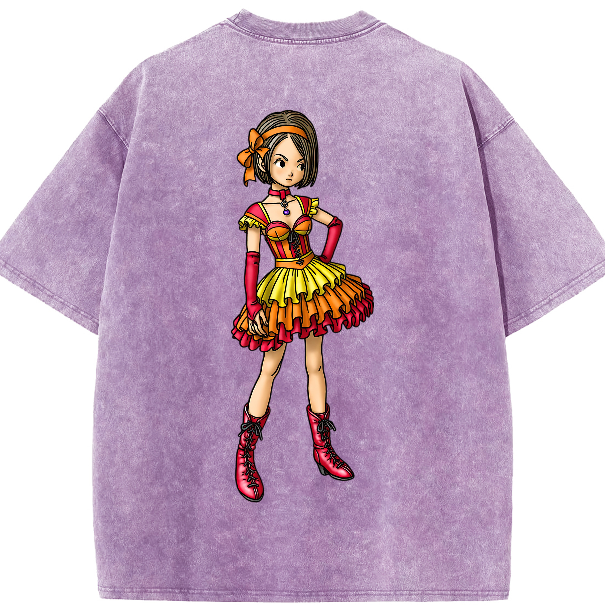 （画像用） ドラゴンクエスト Doragon Kuesuto Dragon Quest 綿100% ヴィンテージ風 半袖Tシャツ（背面プリント）