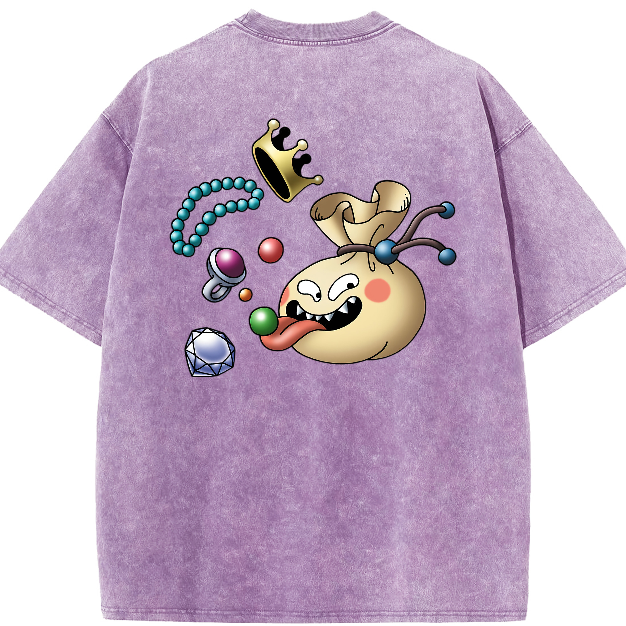 （画像用） ドラゴンクエスト Doragon Kuesuto Dragon Quest 綿100% ヴィンテージ風 半袖Tシャツ（背面プリント）