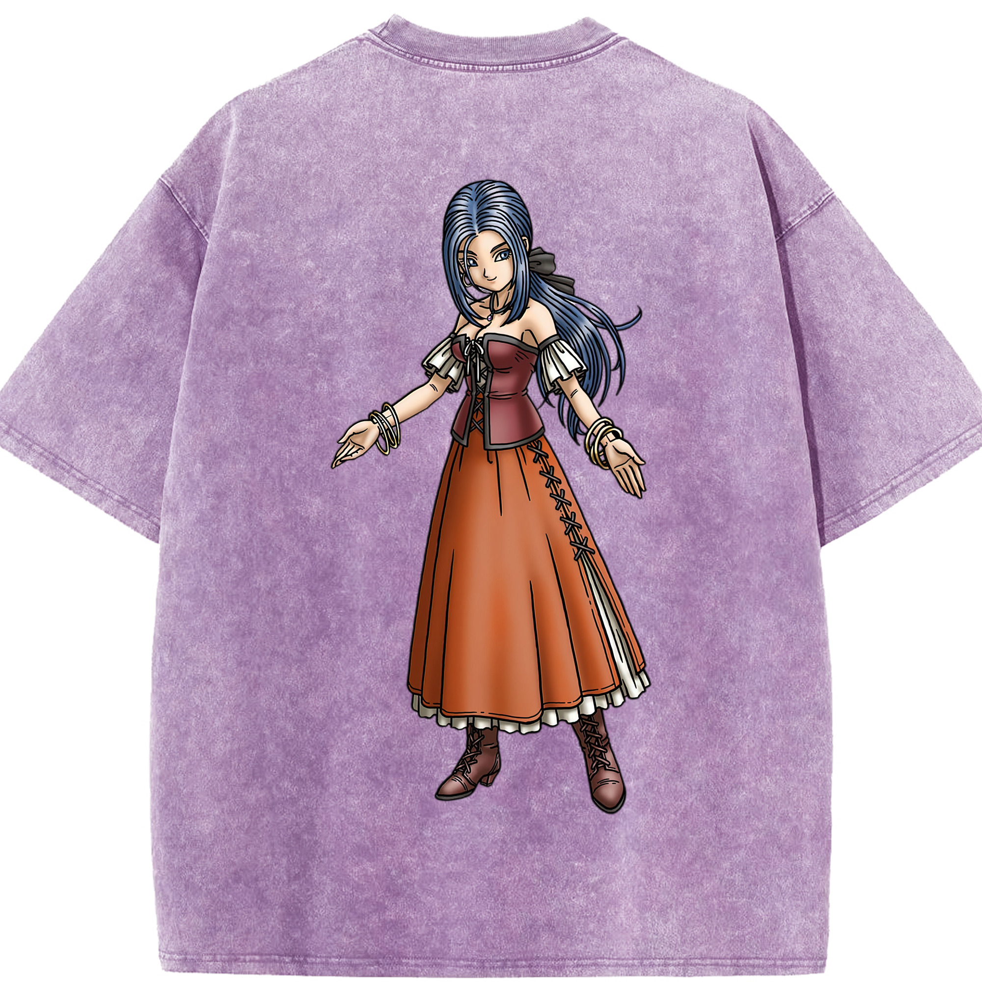 （画像用） ドラゴンクエスト Doragon Kuesuto Dragon Quest 綿100% ヴィンテージ風 半袖Tシャツ（背面プリント）