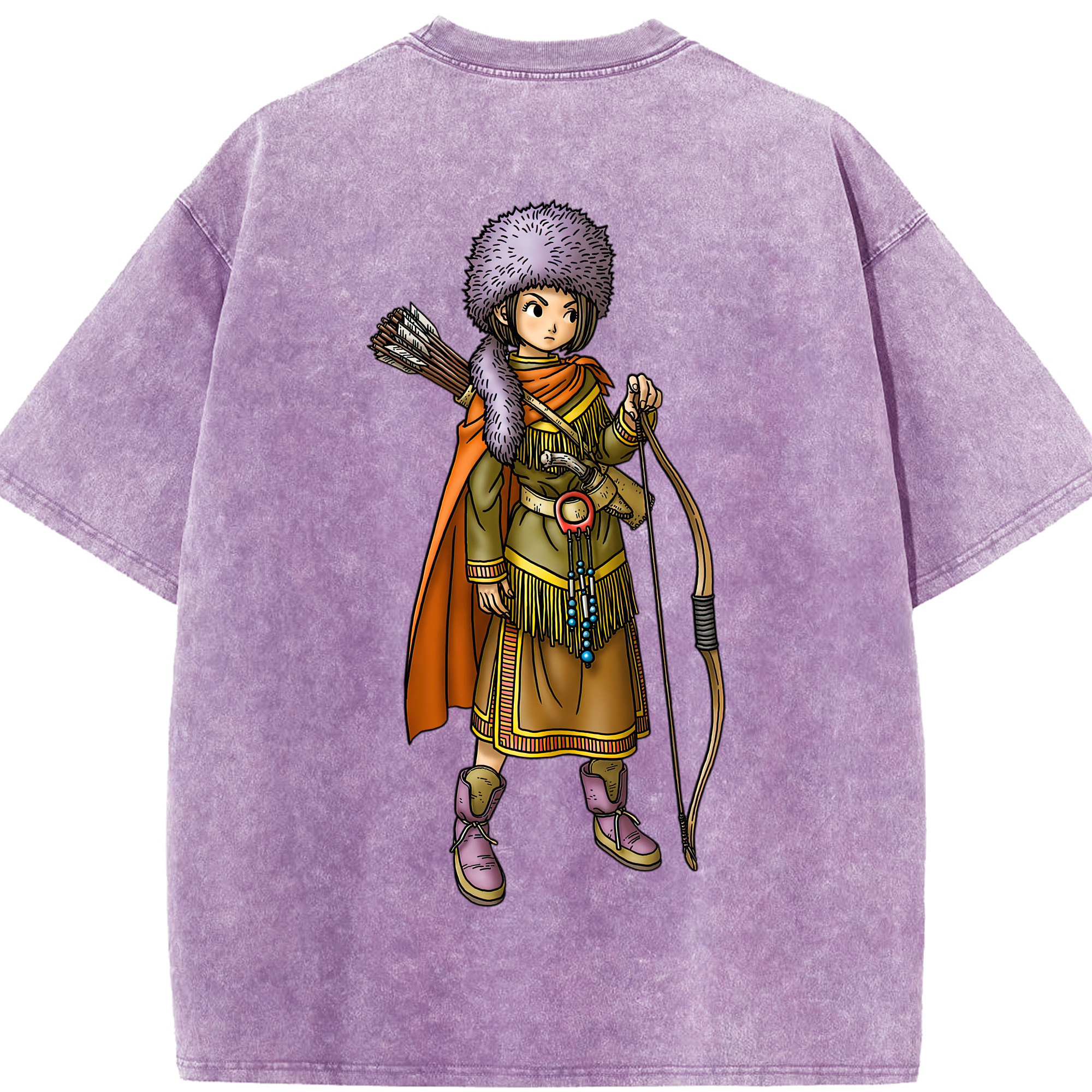 （画像用） ドラゴンクエスト Doragon Kuesuto Dragon Quest 綿100% ヴィンテージ風 半袖Tシャツ（背面プリント）