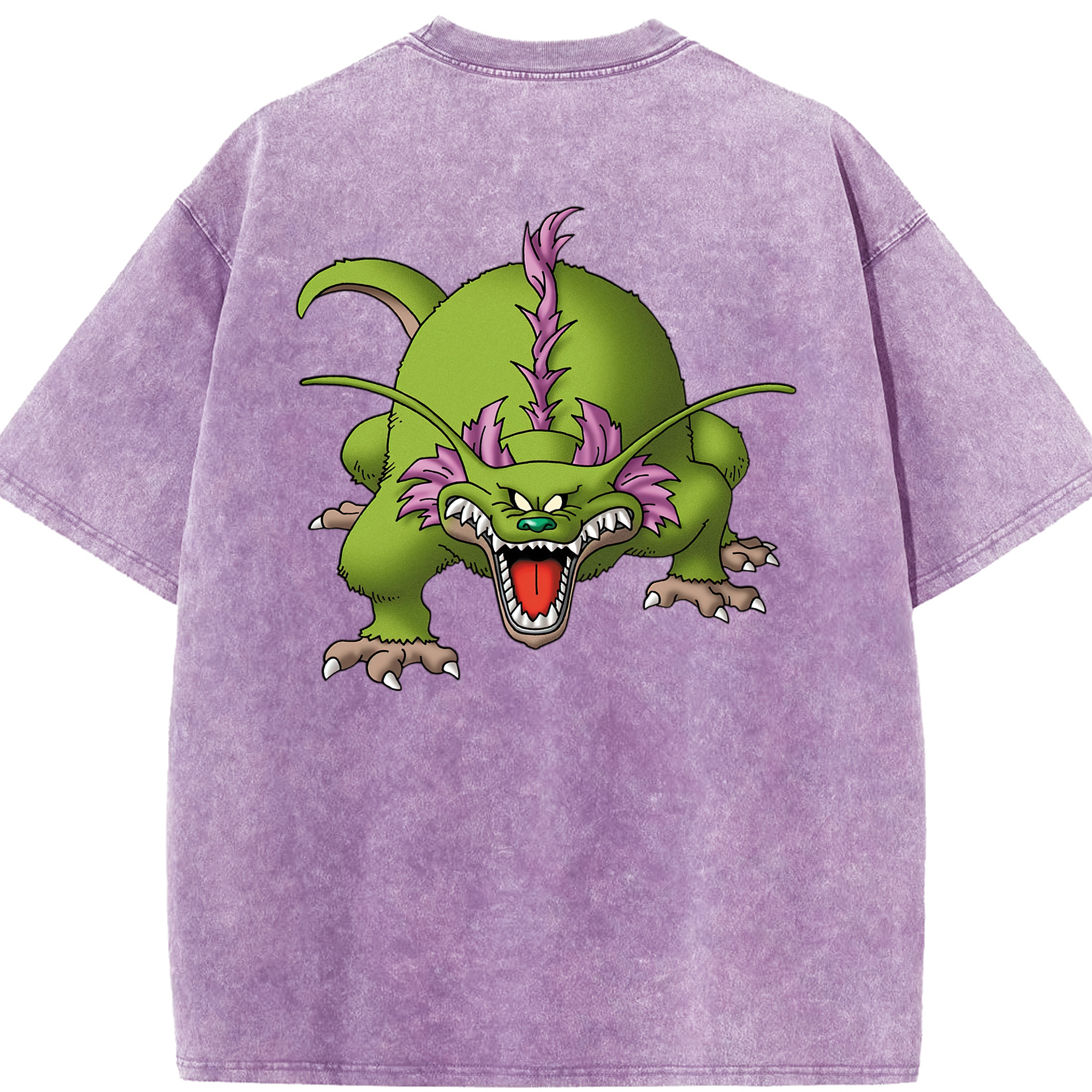 （画像用） ドラゴンクエスト Doragon Kuesuto Dragon Quest 綿100% ヴィンテージ風 半袖Tシャツ（背面プリント）
